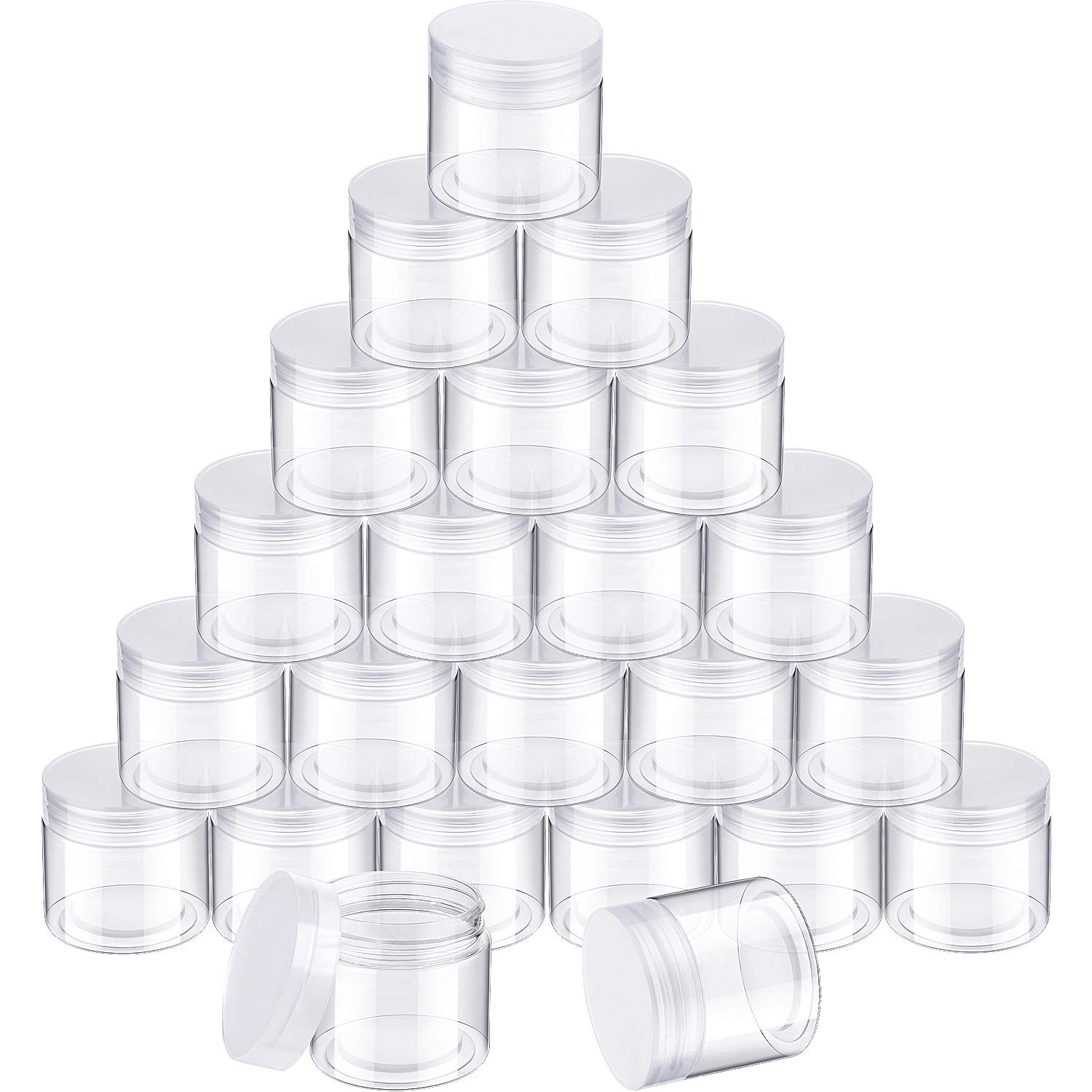 SATINIOR 24 Pieces Clear Plastic Jars with Lids, Clear Lid, 3 oz