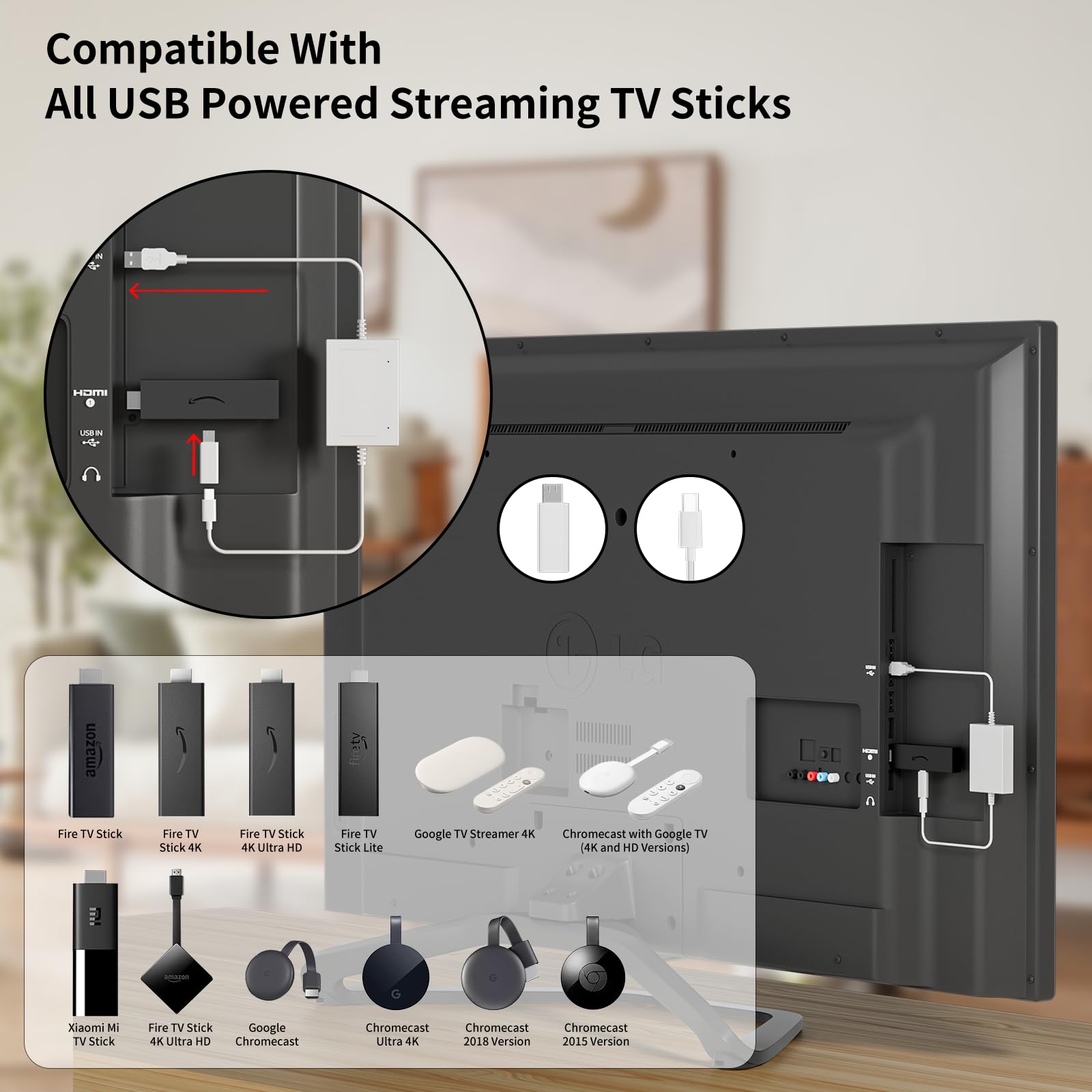 Amazon | QUZOC USB電源ケーブル Fire TV Stick 4K Max、Chromecast