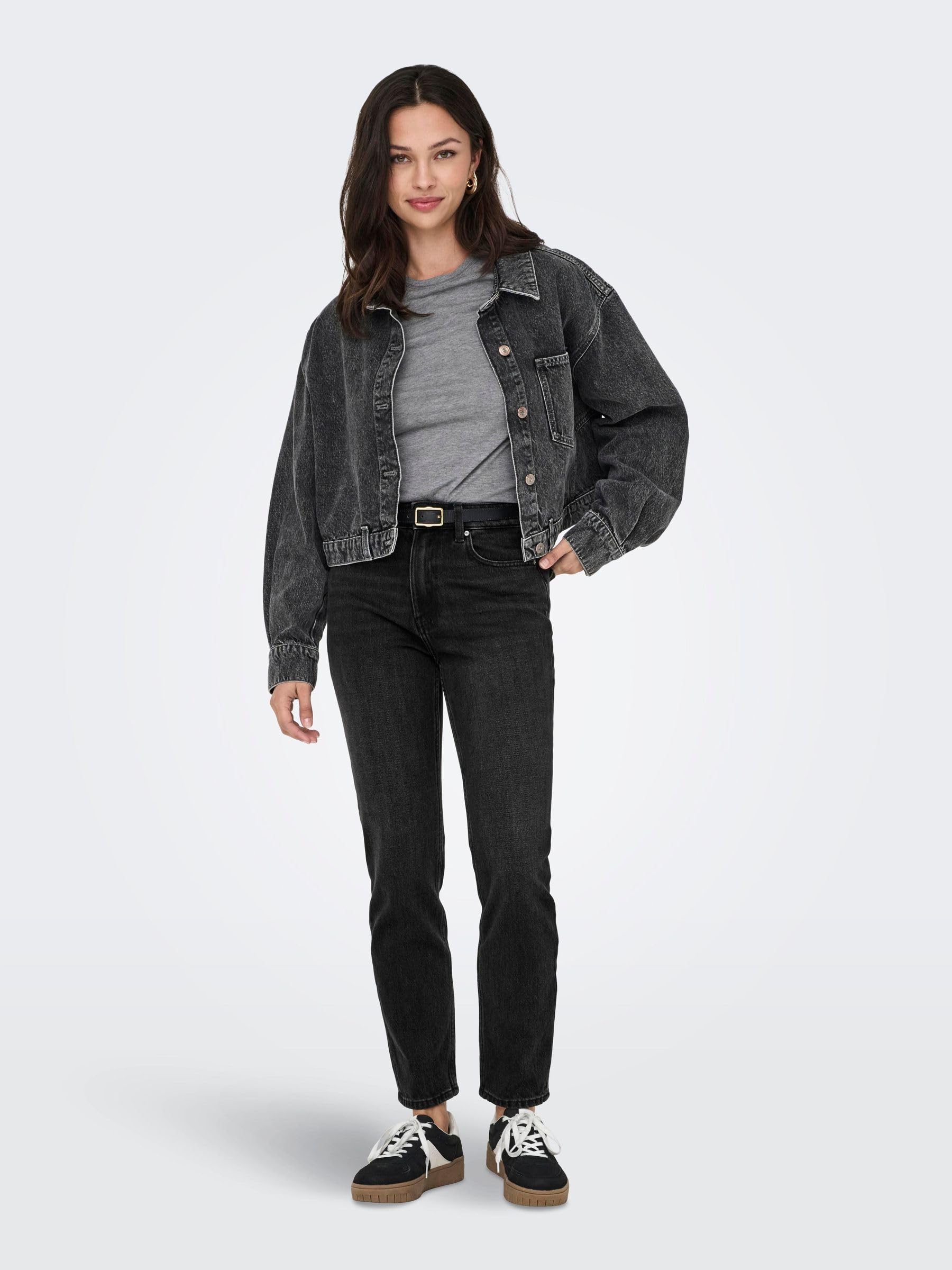 ONLY Female Straight-Fit Jeans ONLEMILY Hohe Taille Gerade geschnitten Knöchellang Jeans