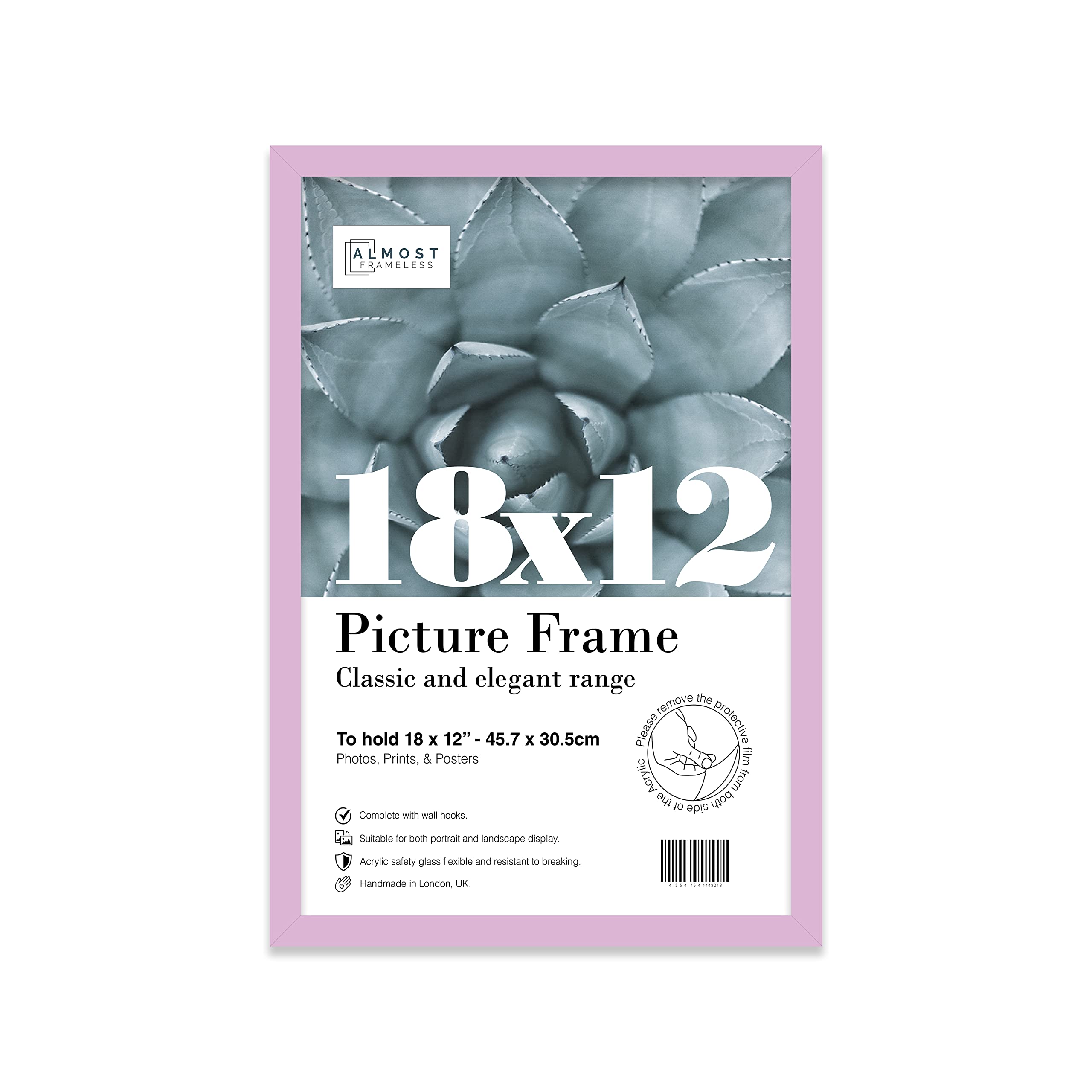 Almost Frameless Lilac Photo Frame 18X12 Inch Wall Mountable Picture Frame Standard Photograph Size, 18" X 12" (46 X 31Cm)