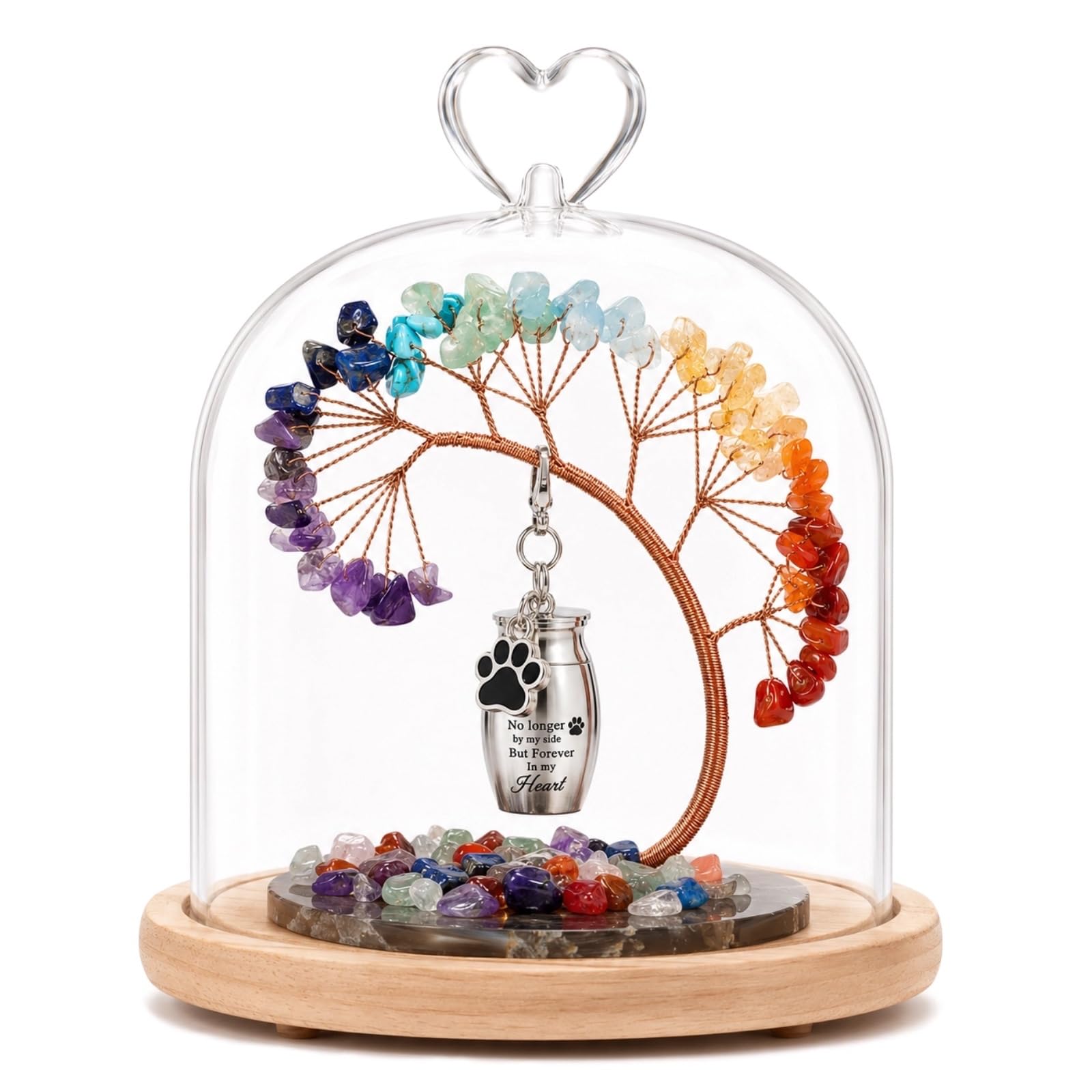 Pyananao Small Urn for Human Ashes, Rainbow Crystal Tree Keepsake Memorial