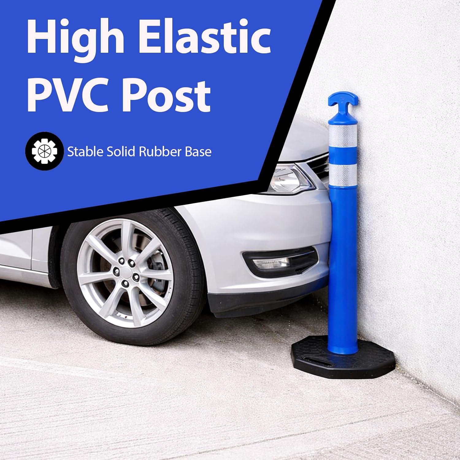 9Pack Traffic Delineator Cones 36” inch High with Reflective Bands & Heavy Duty Rubber Base - White, Yellow, Blue Traffic Safety Cones for Construction, Road, and Public Area Safety