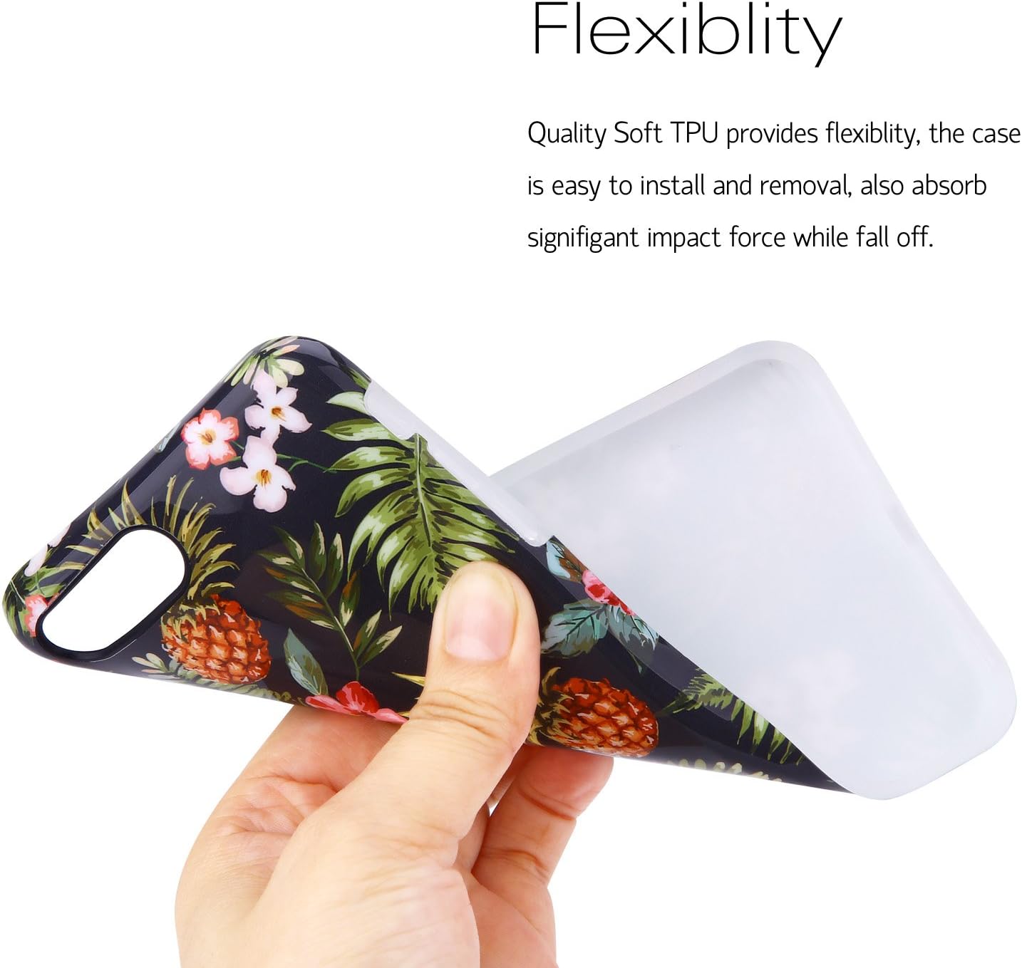 Green iPhone 7 Plus Case, 5.5 inch Slim Shockproof Glossy Pattern Soft Flexible TPU Cover Case for Apple iPhone 7 Plus, Pineapple Design