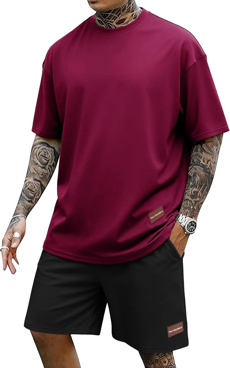 Mens Track Suits 2 Piece Outfits Workout Sets Oversize T-Shirt and Short Set for Men Summer Jogging Tracksuit