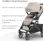 UPPAbaby Cruz V3 Stroller - from Birth + Car Seat Compatible - Full-Size, Reversible Seat - Infant Insert, Bug and Rain Shields Included - Ada - (Sandstone Mélange/Carbon Frame/Chestnut Leather)