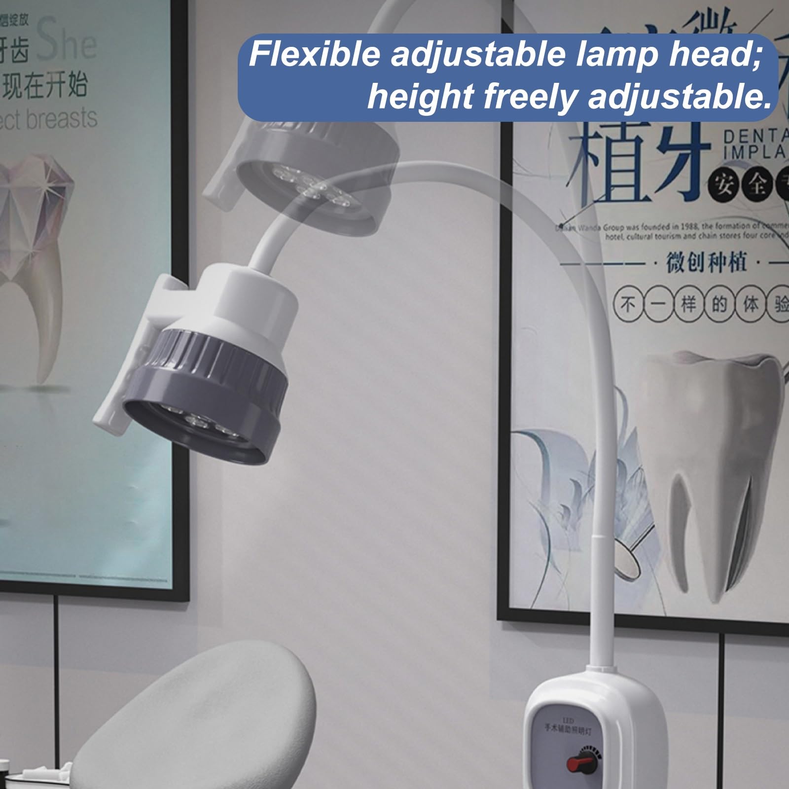 Lámpara LED Móvil para Examen Quirúrgico, Lámpara Quirúrgica Dental de pie Tipo, Brillo Regulable, para Uso Dental y Ginecológico