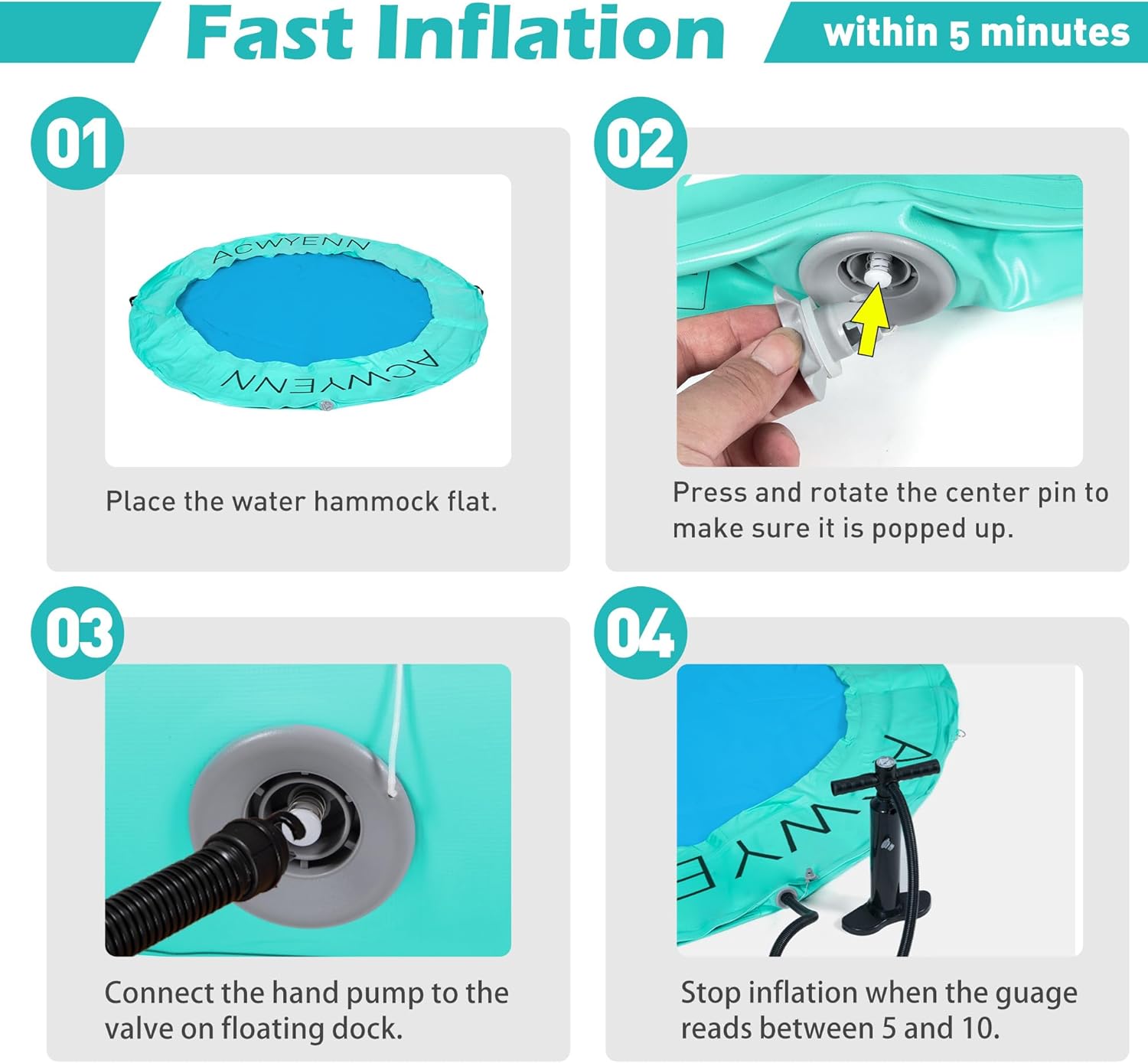 6/8/10/12FT Inflatable Water Hammock Lake Floats for Adults Round Floating Ring Hammock for Lake Pool Beach