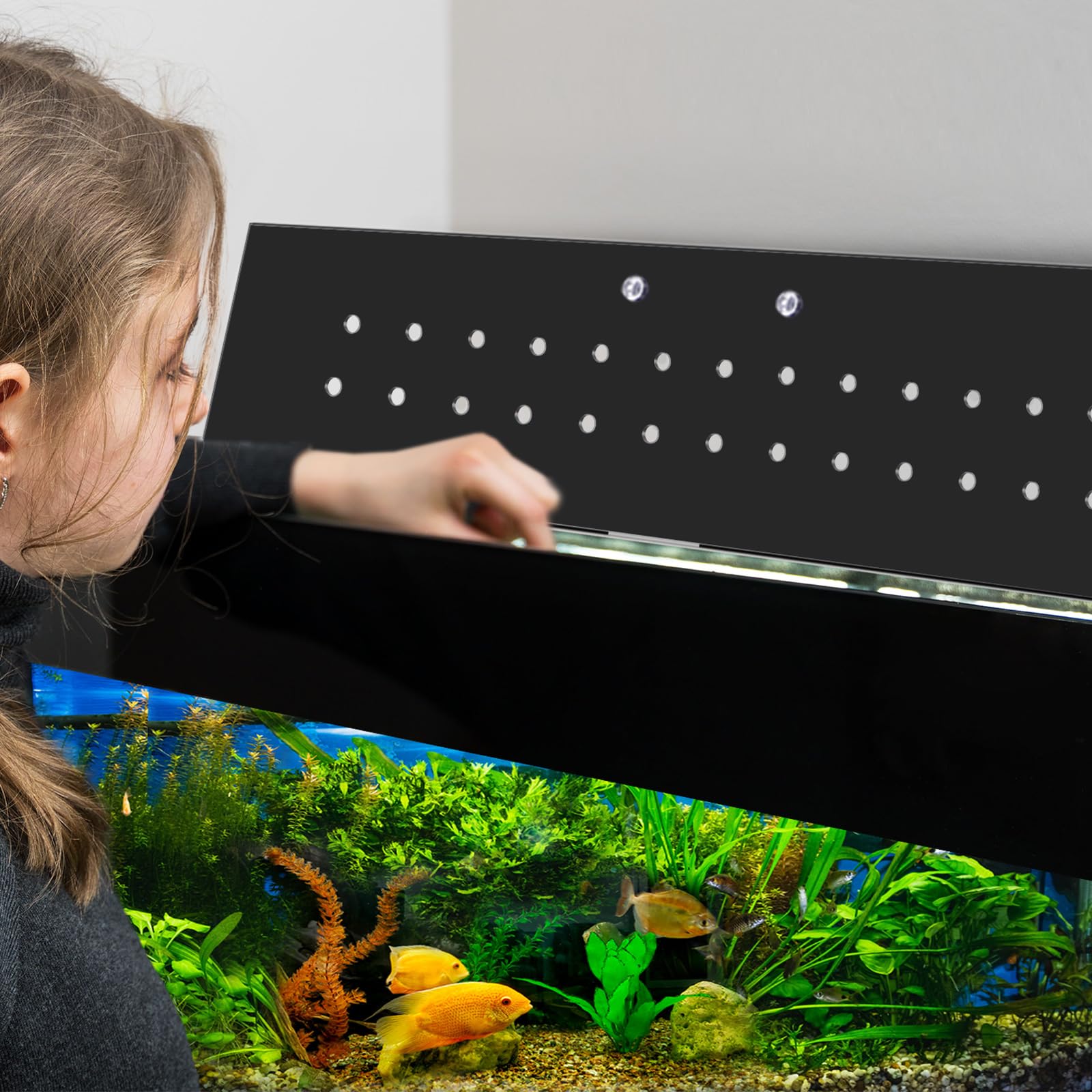 Sieral Ensemble d'auvent en polycarbonate pour aquarium de 49,37 x 24 x 0,3 cm pour aquarium de 36,5 x 20 l sans support central - Couvercle d'aquarium avec couteau à crochet, trou respirant, poignée