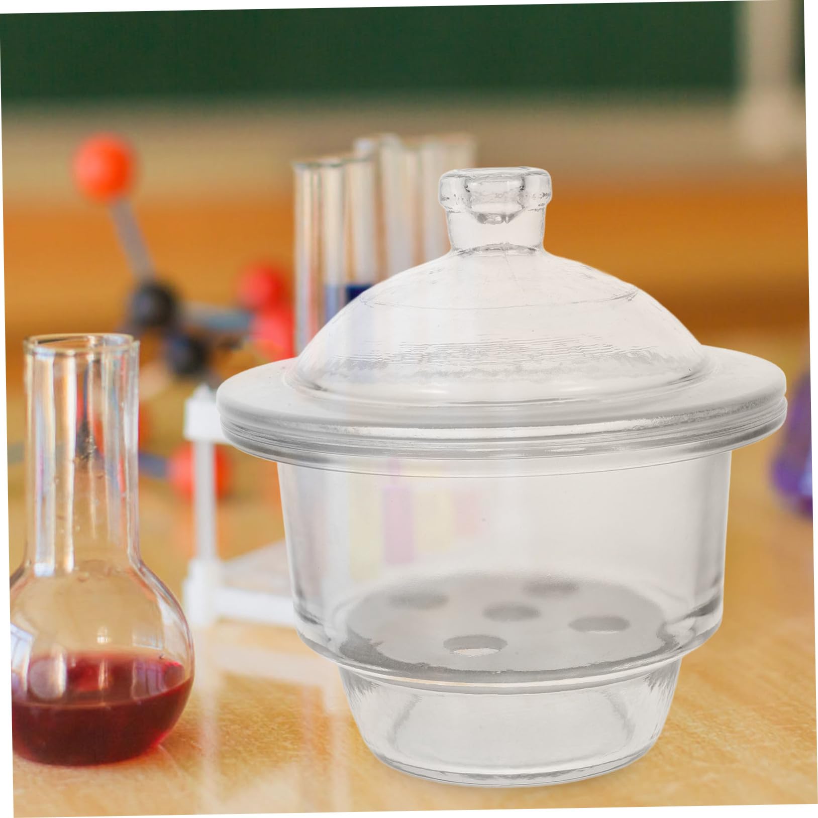 SOLUSTRE Exsikkator Vakuum Labor Trockenglas 22cm Glasflasche Für Praktische Experimente Im Labor Und Unterricht