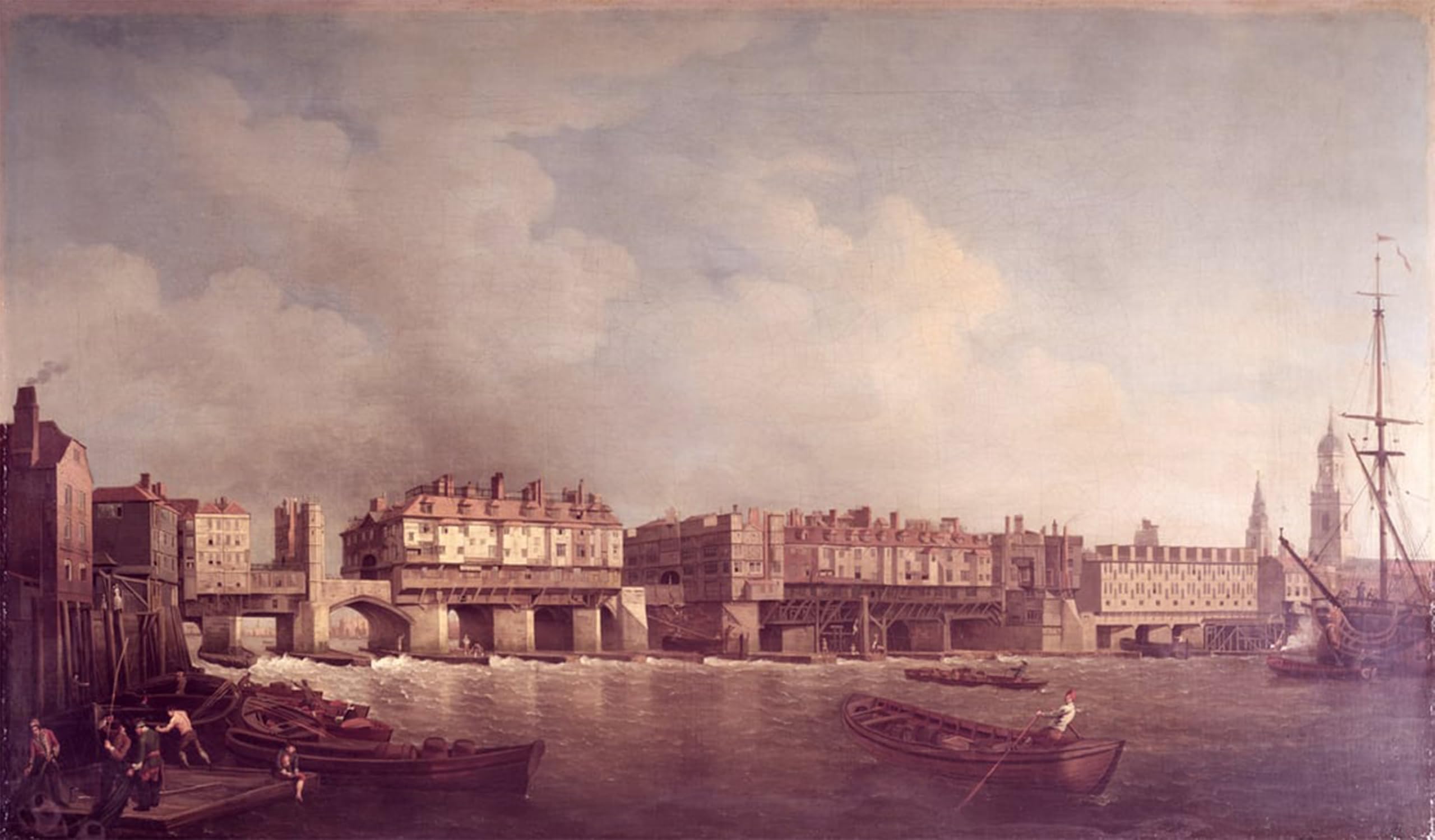 RZHRHJES Vintage Picture Wall Picture Painting Print Poster London Bridge Before the Alteration in by Famous Painter Abstract Wall Art Painting for Office Decor 60x90cm