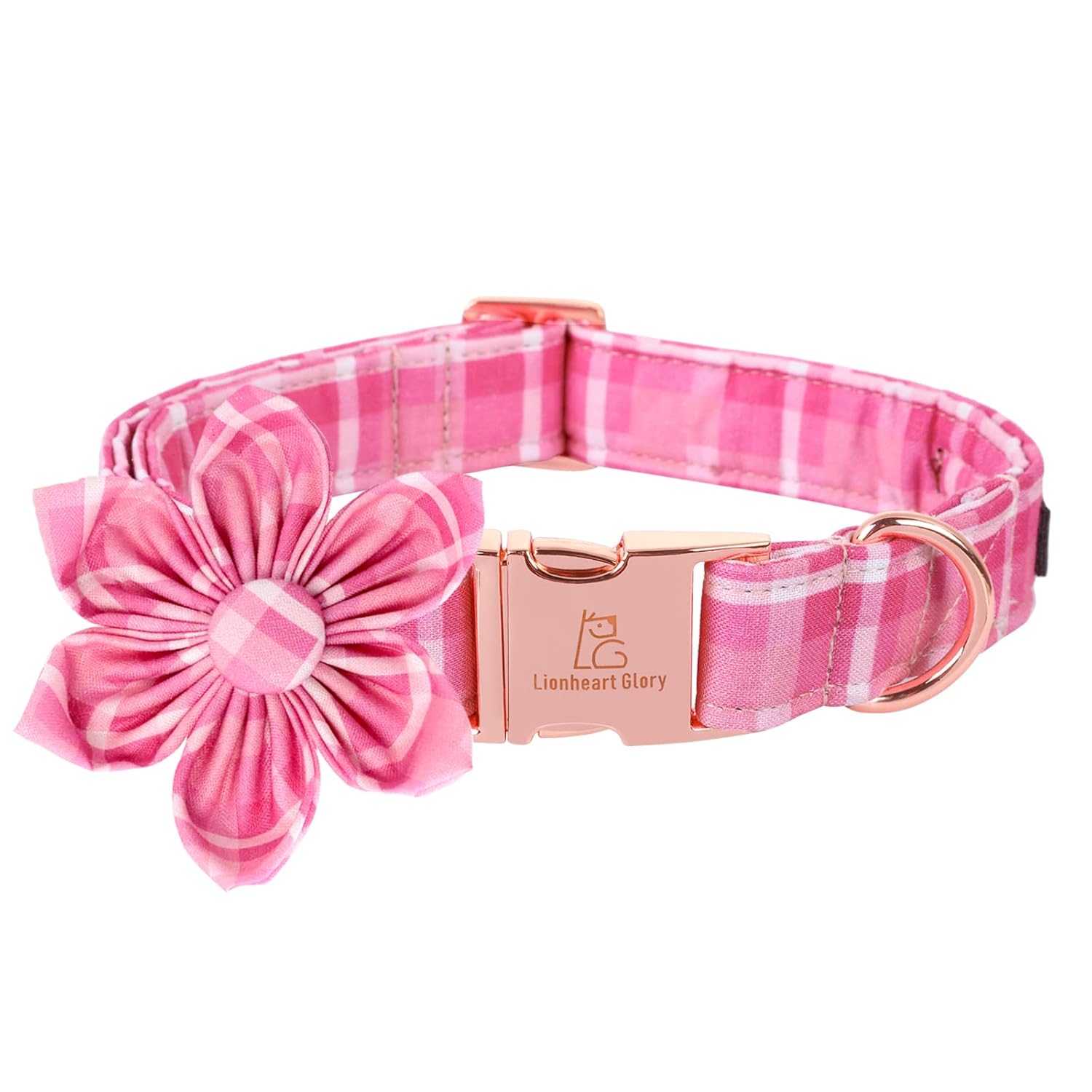 Lionheart Glory Dog Collar Pink Dog Collar with Flower Cute Floral Pattern Pet Collar Adjustable Pet Collar for