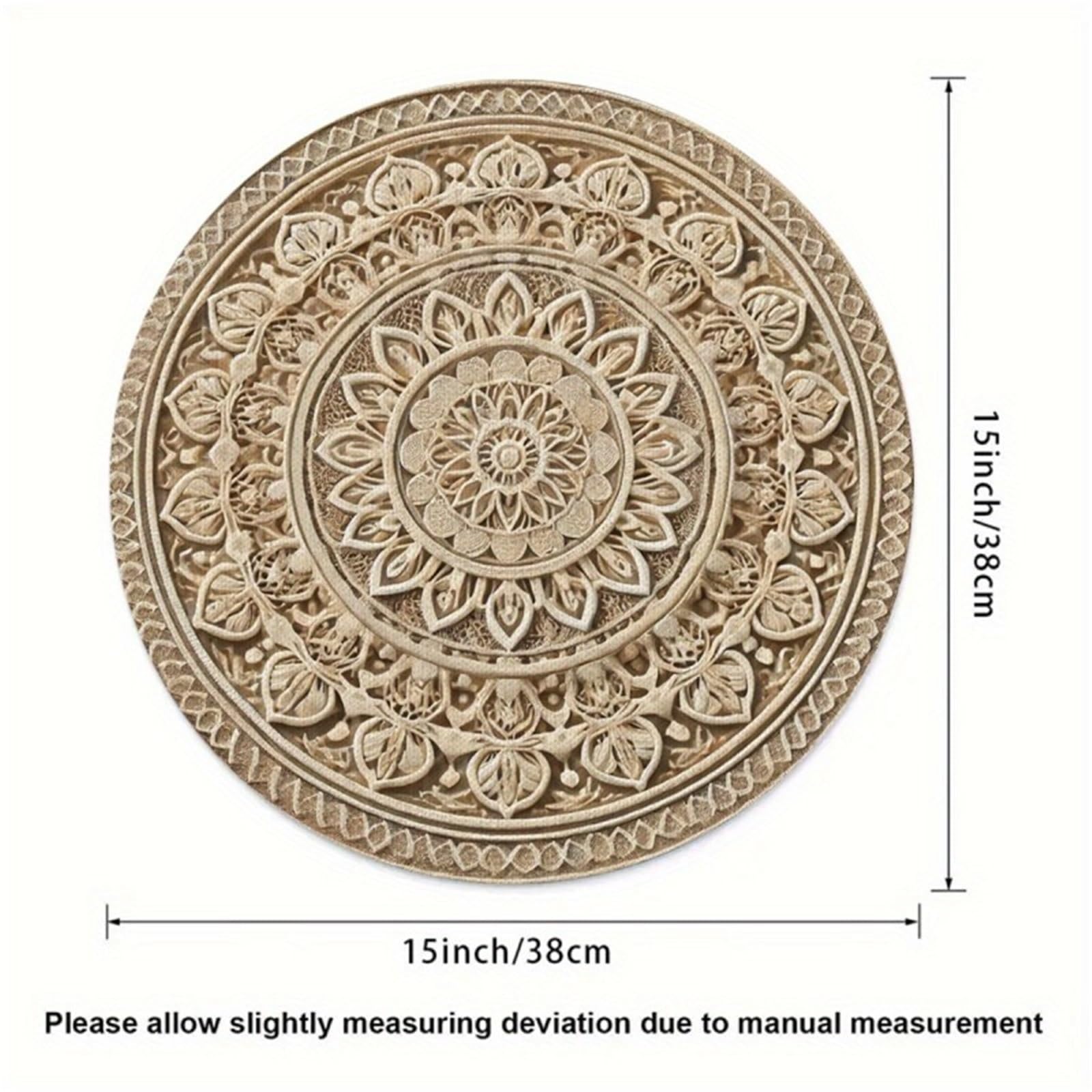 Napperons Ronds adaptés à la Table à Manger, Tapis Marron Clair et Blanc, lavables à la Main, élégants, 38CM, 4 pièces