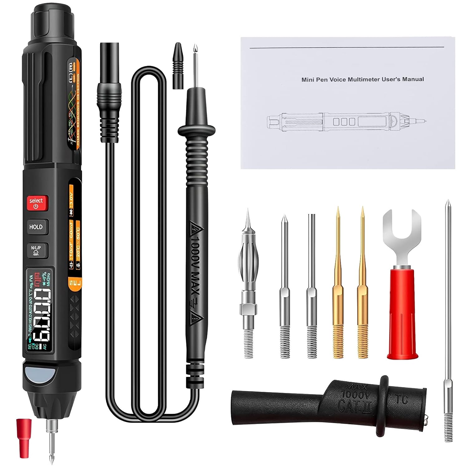 Digital Multimeter 6000 Counts AC/DC Voltage Tester Pen Type Handheld