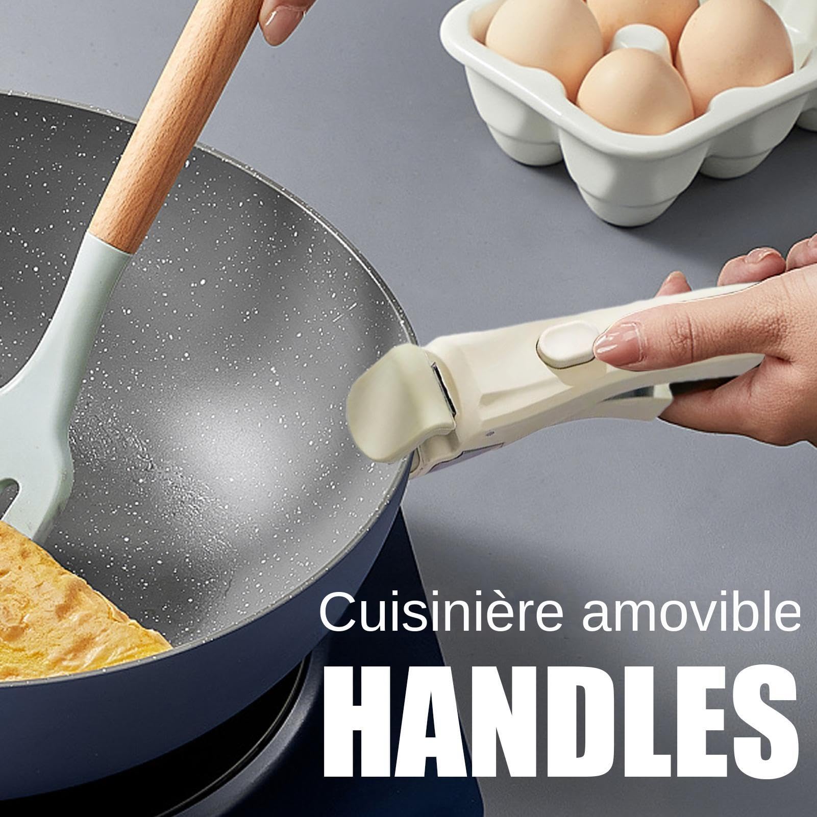 Poignée Amovible Pour Casseroles Et Poêles, Clip Universel Anti-Brûlure, Poignée De Casserole Amovible Adaptée à Tous Les Ustensiles De Cuisine