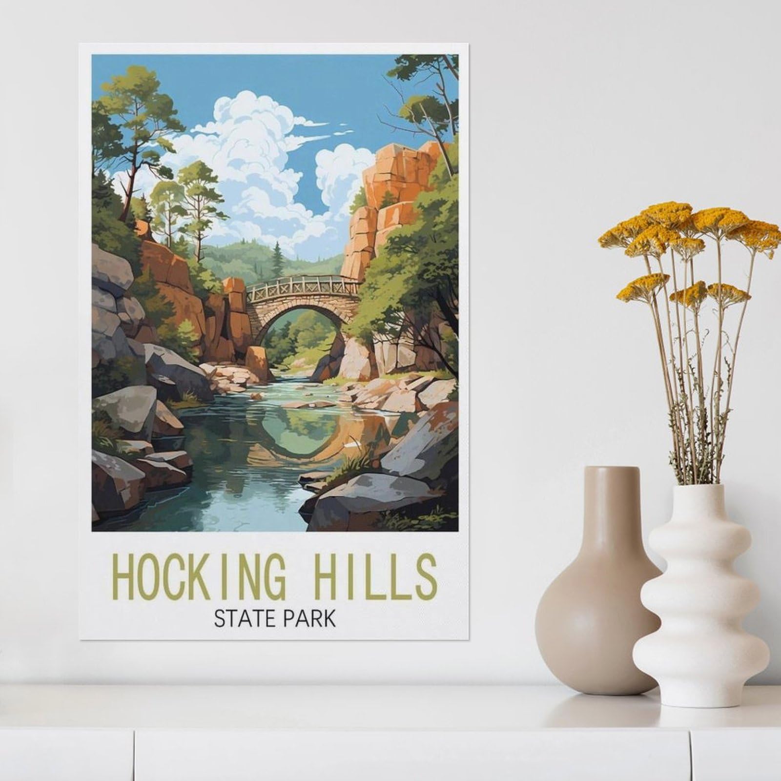 Paint by Numbers，Hocking Hills State Park，Landscape Kit for Adults Beginner DIY Oil Painting(50x60cm-Y62