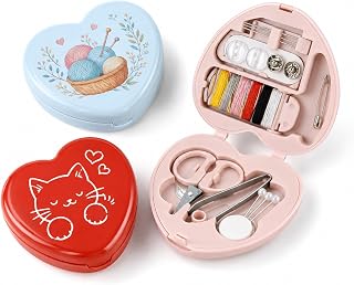 Personalized Mini Sewing Kit, Heart Travel Repair Kit with Custom Cover | Custom Heart Sewing Case ,3 Colors ,Pocket-Size Repair Essentials ,Name, Logo, Photo or Artwork Personalization