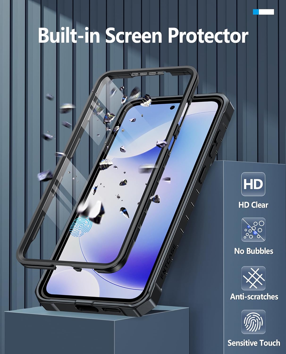 FNTCASE for Samsung Galaxy S25-Edge Case: Military Grade Drop Proof Protection Mobile Cover with Kickstand | Matte Textured Rugged Shockproof TPU | Protective Sturdy Phonecase - Black - Image 5