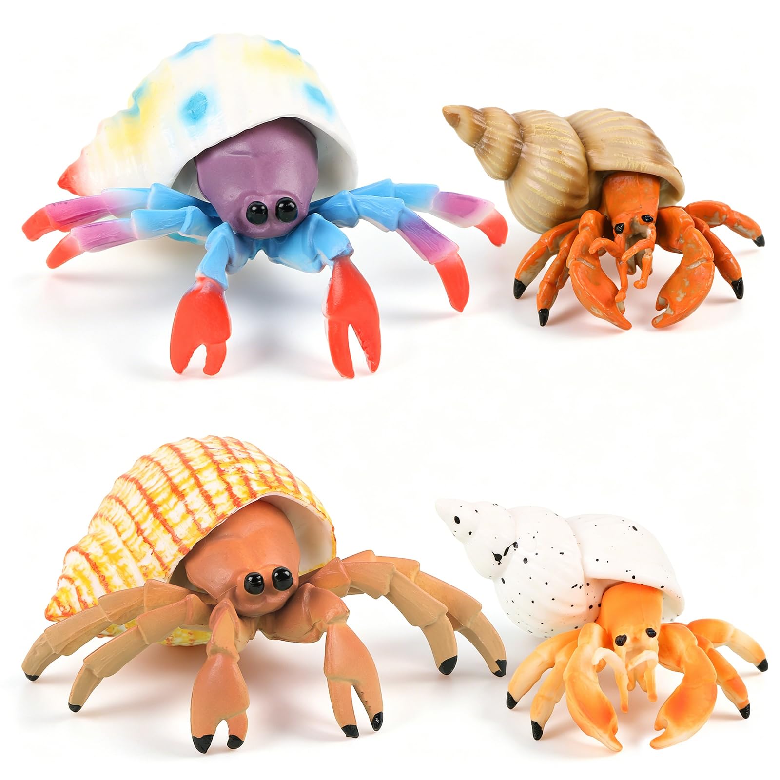 LALASTYLE Realistic Hermit Crab Figure, Hand-Painted Simulation Marine Model with Even Colour,Hermit Crab Ornament Decor for Home Display, Ocean Theme Party, Cake Topper