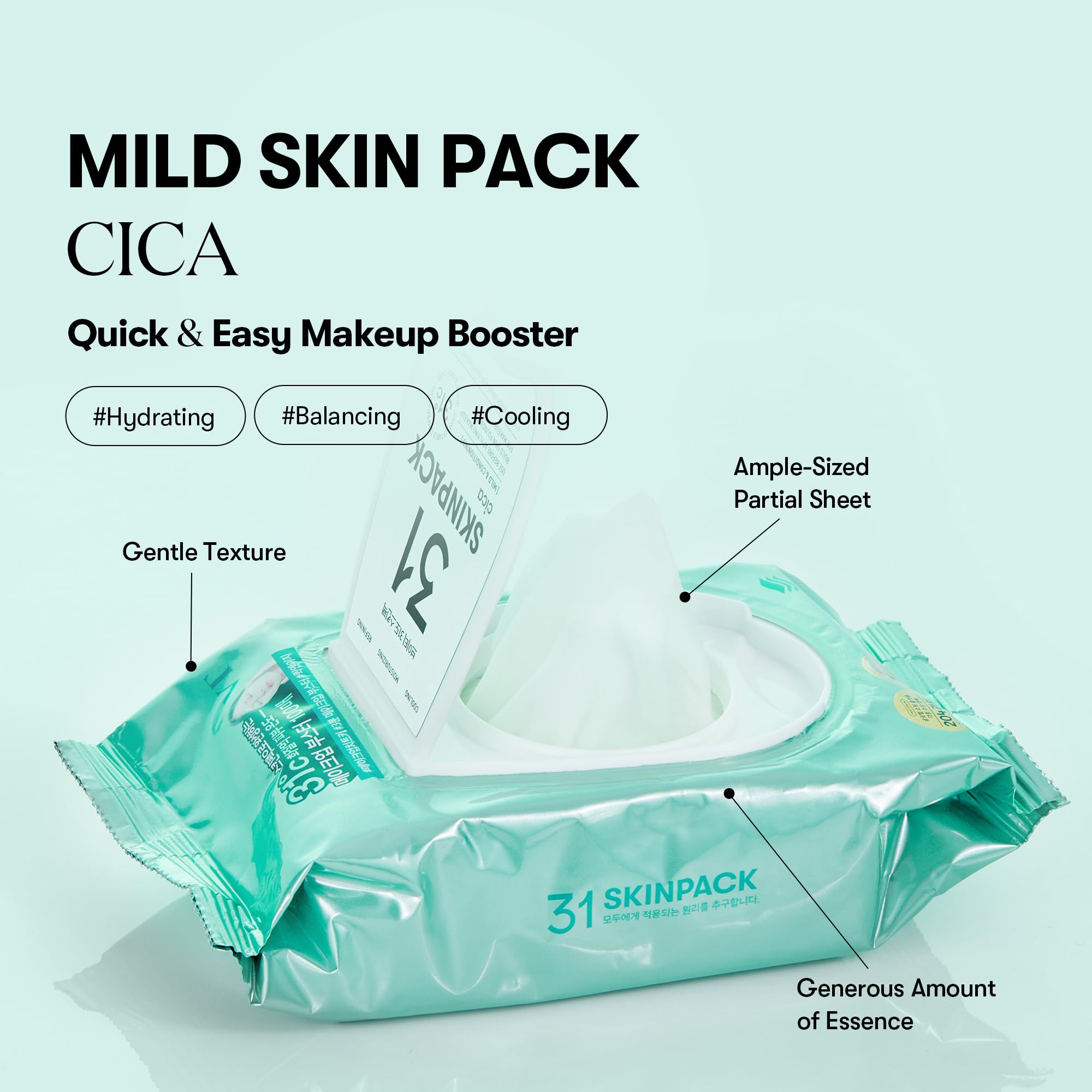 VT COSMETICS Mild Skin Pack Lot de 100 lingettes hydratantes et exfoliantes pour le visage