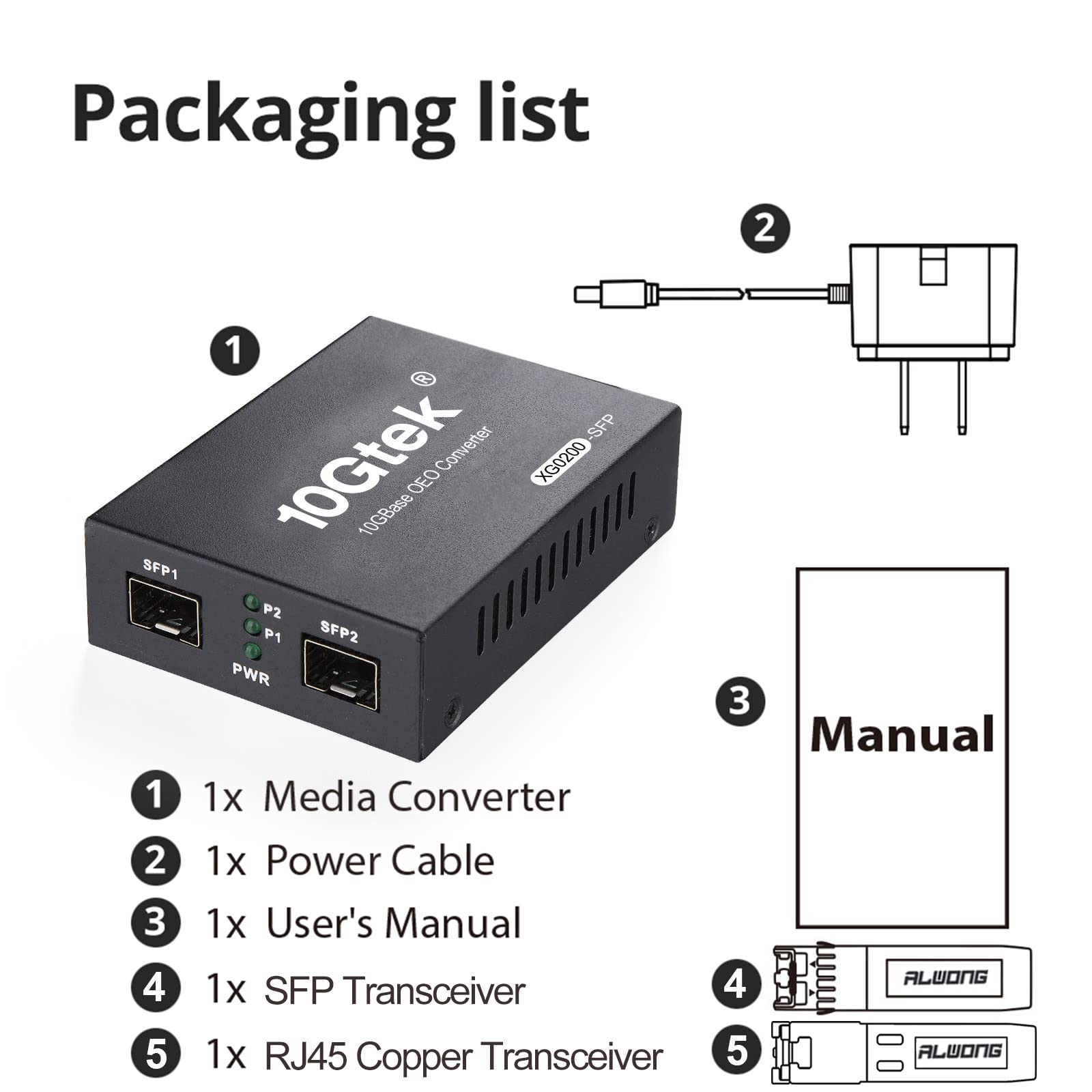 Convertisseur de médias 10G SFP+ (Kit #31) avec émetteur-récepteur à fibre optique 10GBase-T portée 30 mètres et module fibre 10GBase-SR (300 m, MMF, 850 nm)