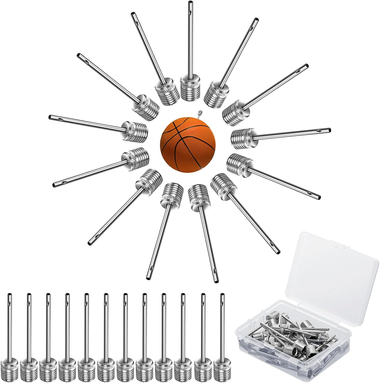 Prasacco 30 Pieces Air Pump Needle for Ball,Stainless Steel Ball Pump