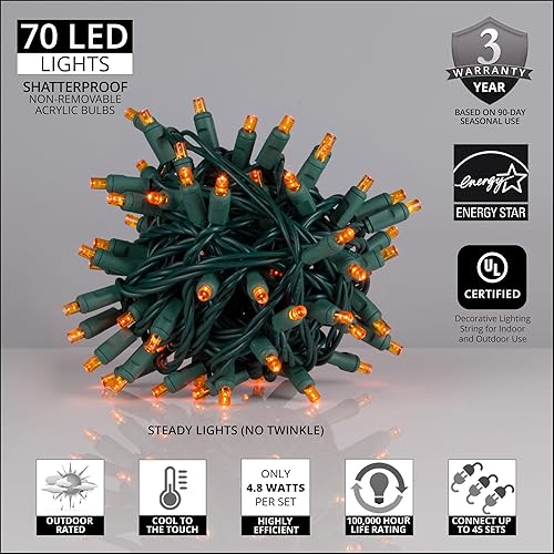 Miniatura 7 de Mini juego de luces LED de Navidad, luces de 0.197 pulgadas, decoración de luz de Navidad para interiorexterior, certificación UL de 120 V, cable