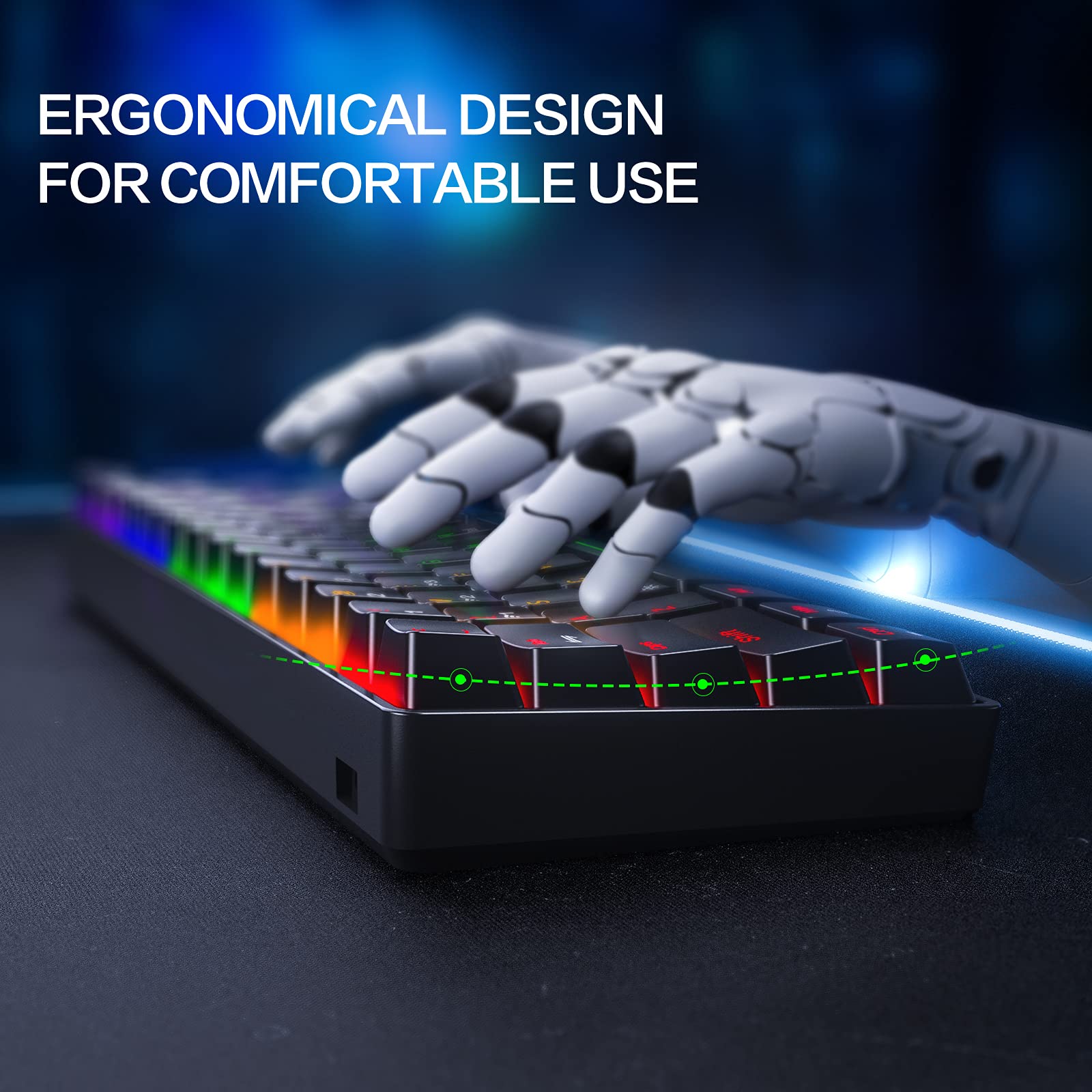 Mechanical Wireless Keyboard, Inphic V930B Mini 60 Compact Office