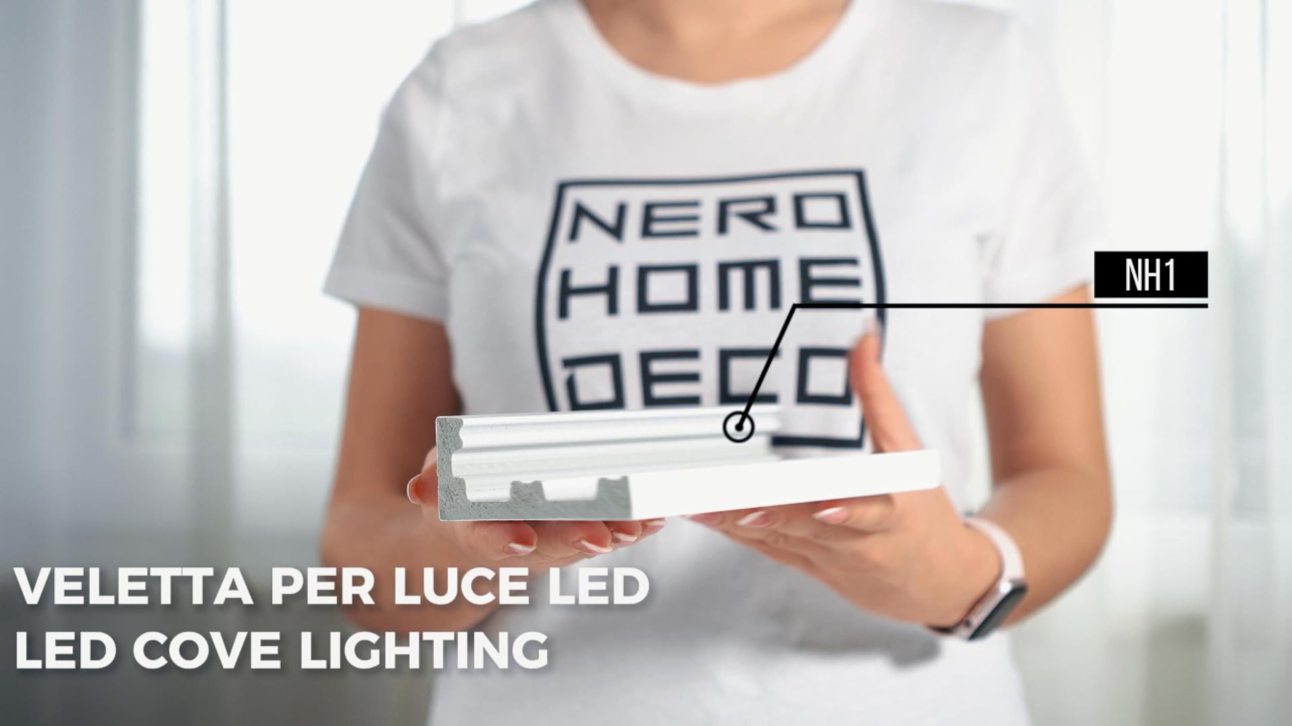 Cornici velette per luce led a soffitto e parete per illuminazione indiretta con le strisce led o faretti per cartongesso - 2 metri (NH1 aggiornata)