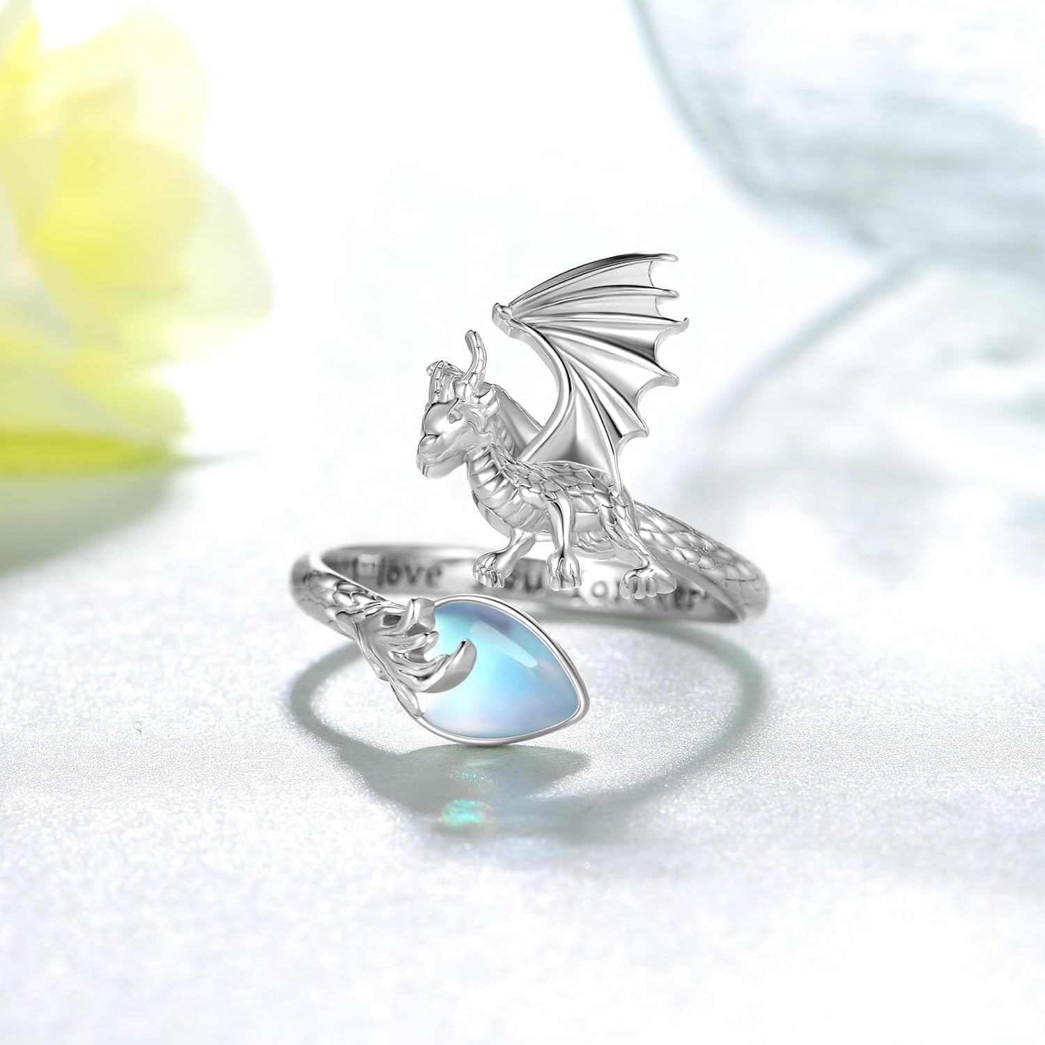 Dragon Ring for Women 925 Sterling Silver Dragon Rings Moonstone Dragon Ring Dragon Jewelry Dragon Gifts for Women - Image 3