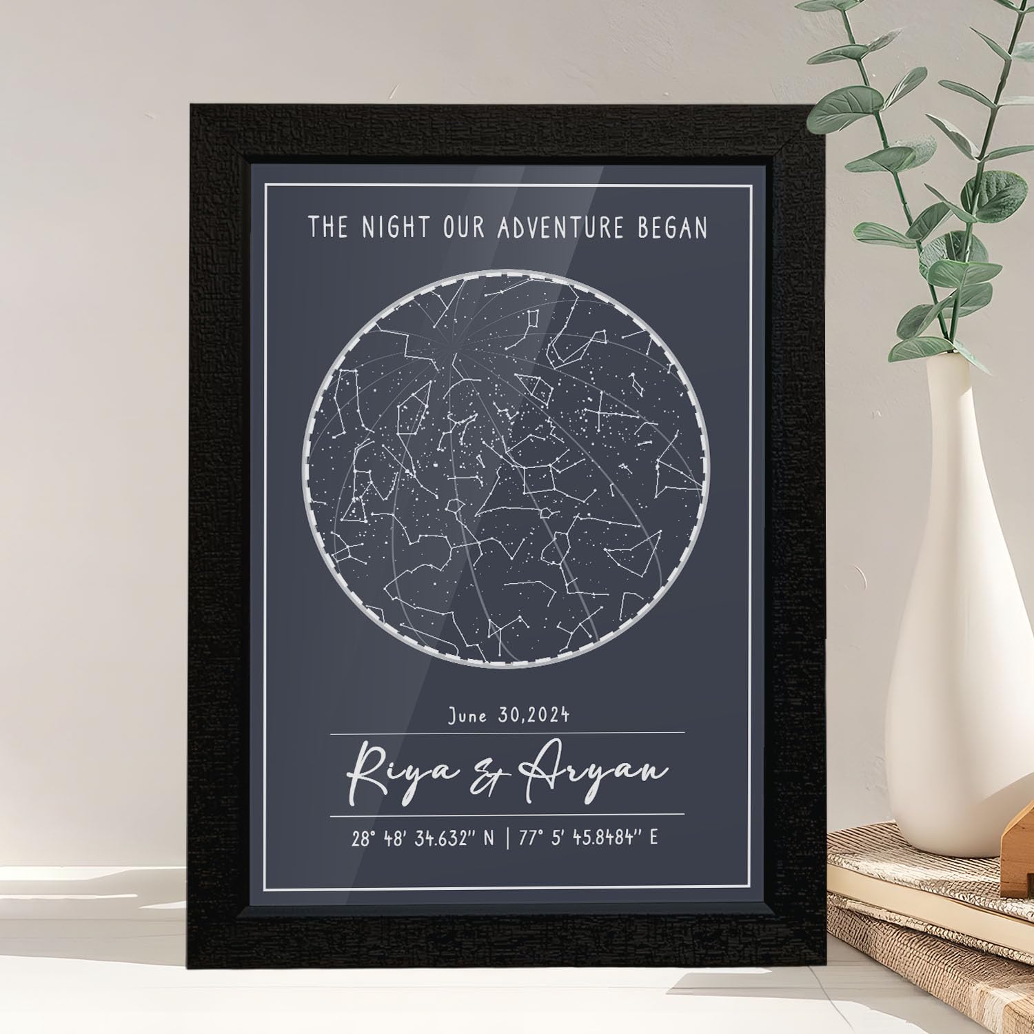 Star Map Constellation Frame | Custom Night-Sky Chart with Names & Date | Anniversary & Birthday Keepsake- 9.6X13.1 Inch-image-20