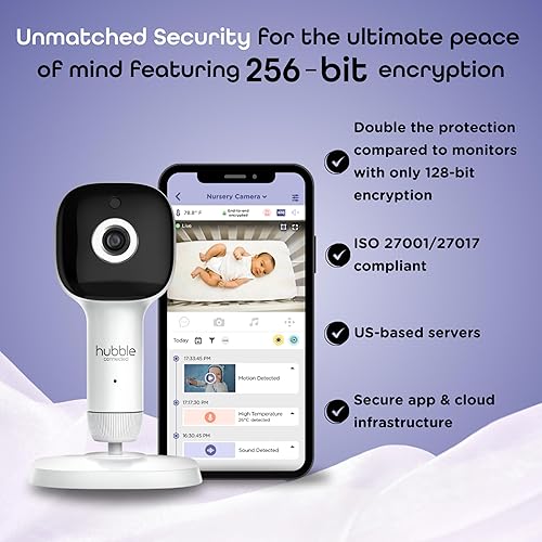 Miniatura 7 de HUBBLE CONNECTED SkyVision Pro - Monitor inteligente HD mejorado para bebé, 1 cámara, unidad de padres, soportes, detección inteligente de vuelco y