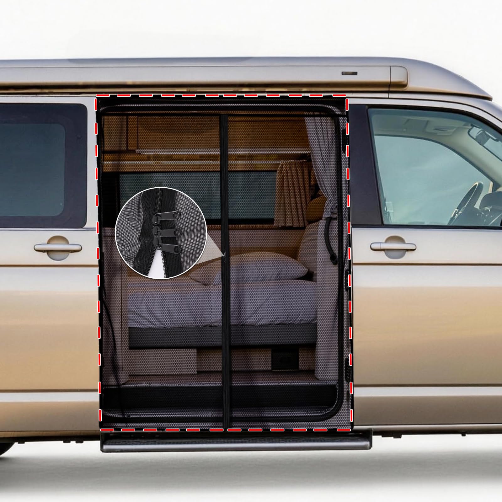 Moskitonetz Magnetisch für VW T5 T6 Schiebetür, Fliegengitter, ZATOOTO