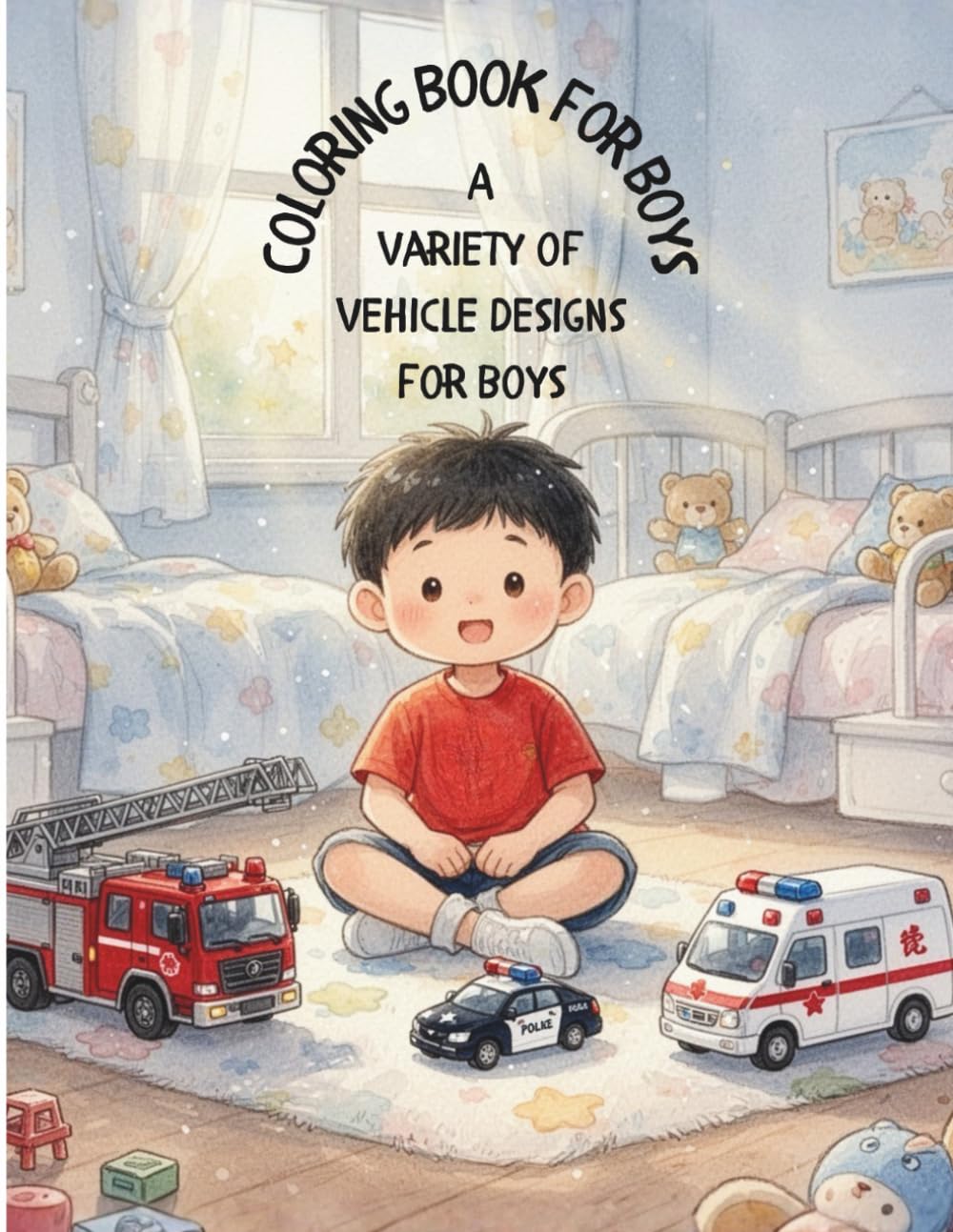 Coloring Book for Boys: A Relaxing Variety of Vehicle Designs for Adults & Kids, Bold & Simple Designs for Children & Adults of all ages.