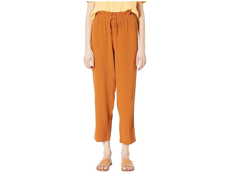 

Eileen Fisher Ankle Length Straight Pants w/ Gathered Waist (Musk) Women's Casual Pants, Taupe