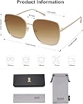 SOJOS Trendy Lunettes de soleil surdimensionnées en métal carré pour femmes Homme Retro Grand objectif plat UV Lunettes de soleil de protection SJ1146