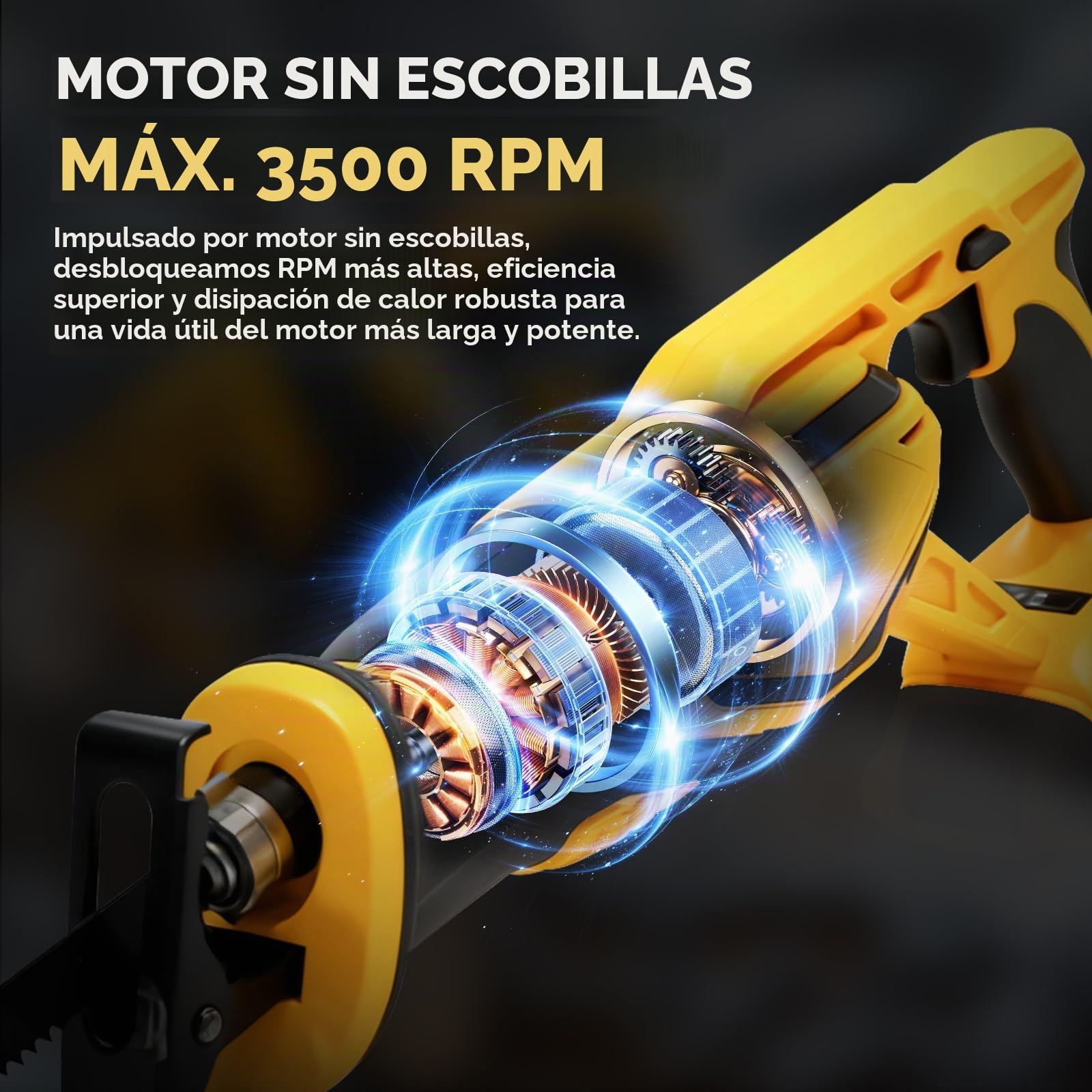 Sierra de sable con batería para Dewalt 20 V, 3000 SPM, batería de sierra de repro, velocidad variable con 8 hojas de sierra para cortar madera, metal y plástico (sin batería)