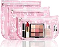 Vista 1 de Bolsa de aseo aprobada por la TSA, juego de 3 bolsas de viaje transparentes para artículos de aseo de tamaño de cuarto de galón con cierre