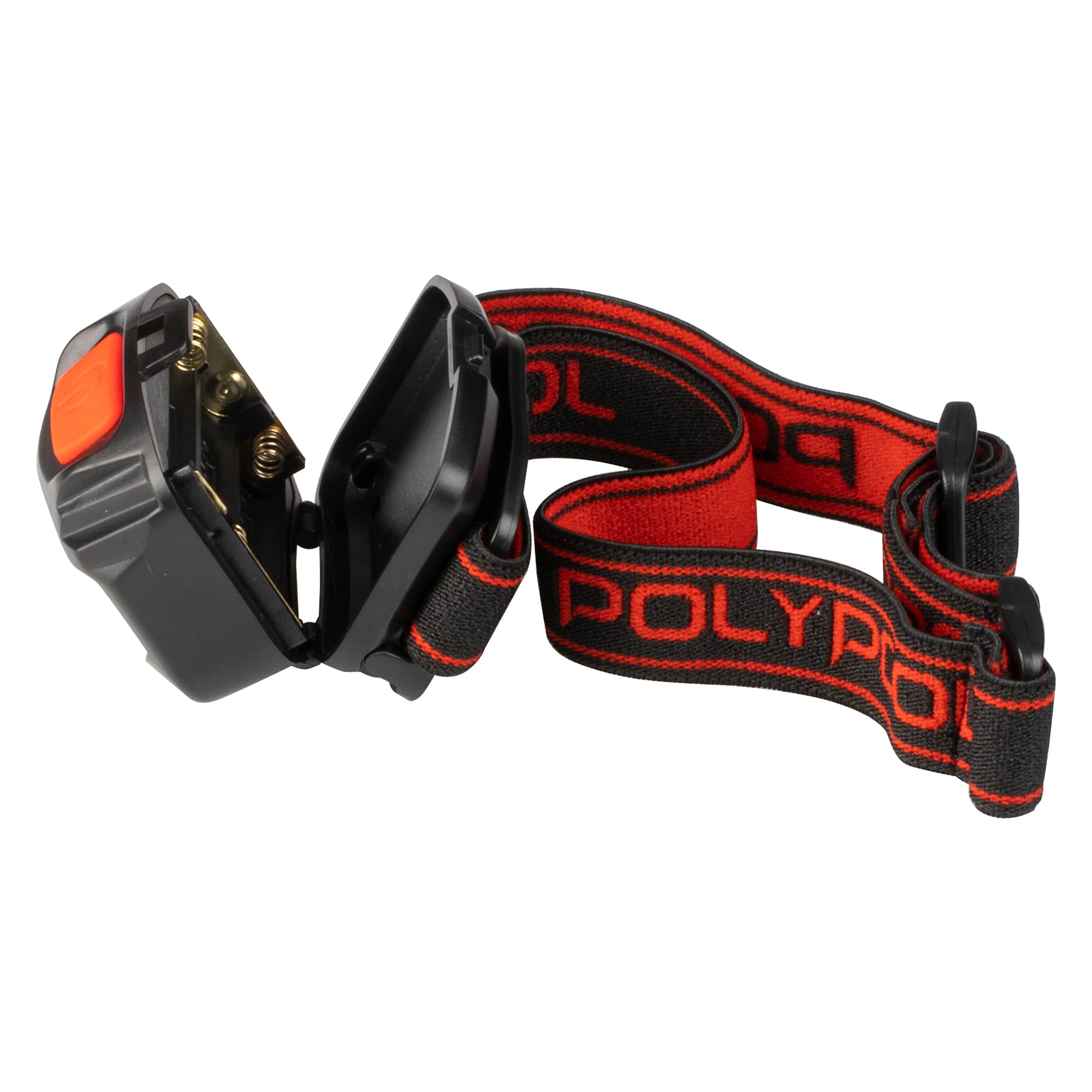 POLY POOL PP3156 Linterna Delantera LED de Trekking y Trabajo al Aire Libre Lámpara delantera LED de Batería 3 Funciones Linterna con Banda Elástica, Cabezal Reclinable Ángulo Luz 130°