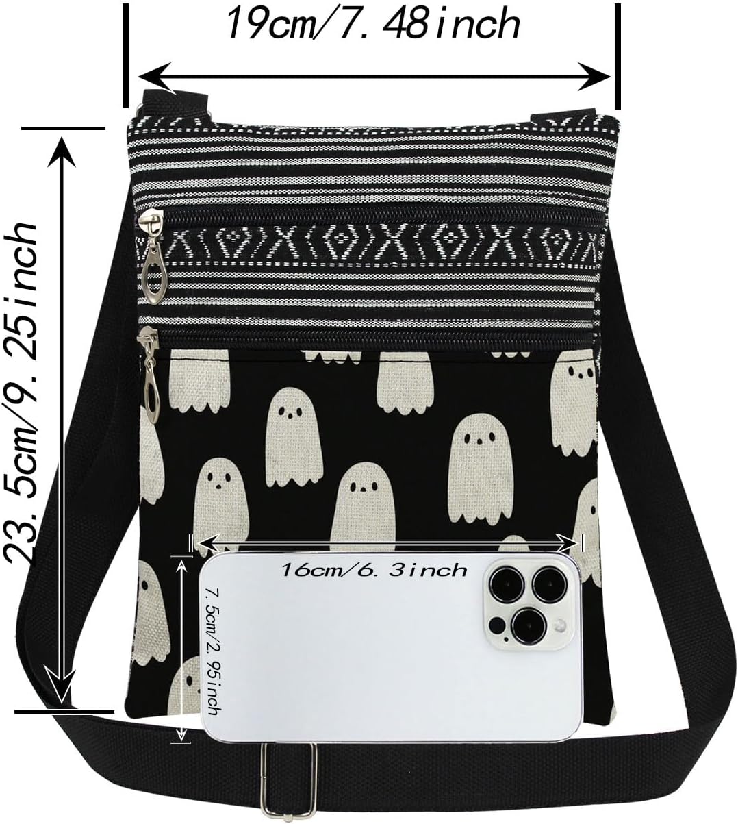 Halloween Minimalist Women Crossbody Bag Ghost Art Print Gift