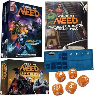 Blacklist Games Hour of Need Board Game Expansions Bundle: Gem and Ice, Redemption, Bystander and Minion Upgrade, Dice, and Playmat (5 Items)