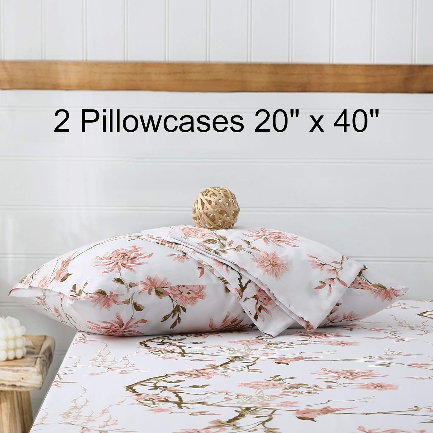 ABAKAN 100% Cotton Cal King Bed Sheet Set 4 Piece Hotel Luxurious Egyptian Sheet Breathable Fade Resistant Deep Pocket Bedding Sheet Set (Cal King, Red Flower)