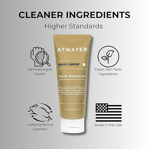 Miniatura 6 de ATWATER Heavy Armor - Hidratante facial para hombre, fórmula hidratante intensiva y antienvejecimiento con niacinamida y manteca de karité para piel