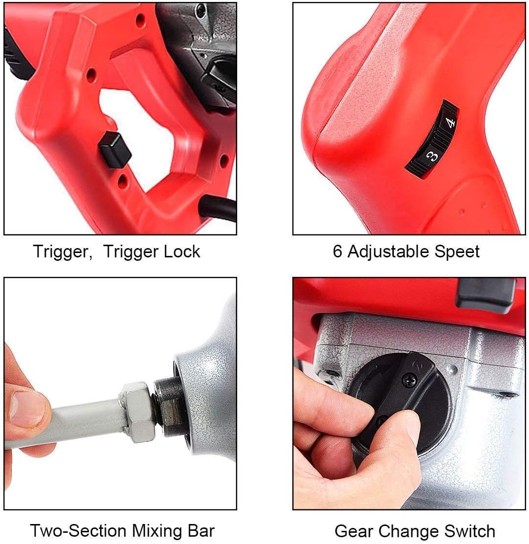 Prоmо 40% оƒƒ GOFLAME 1600W Mortar Mixer Handheld Electric Pro Mixer Stirring Tool Adjustable 7 Speed 120V for Cement Plaster Grout Paint Mortar, 110V Electric Cement Mixer