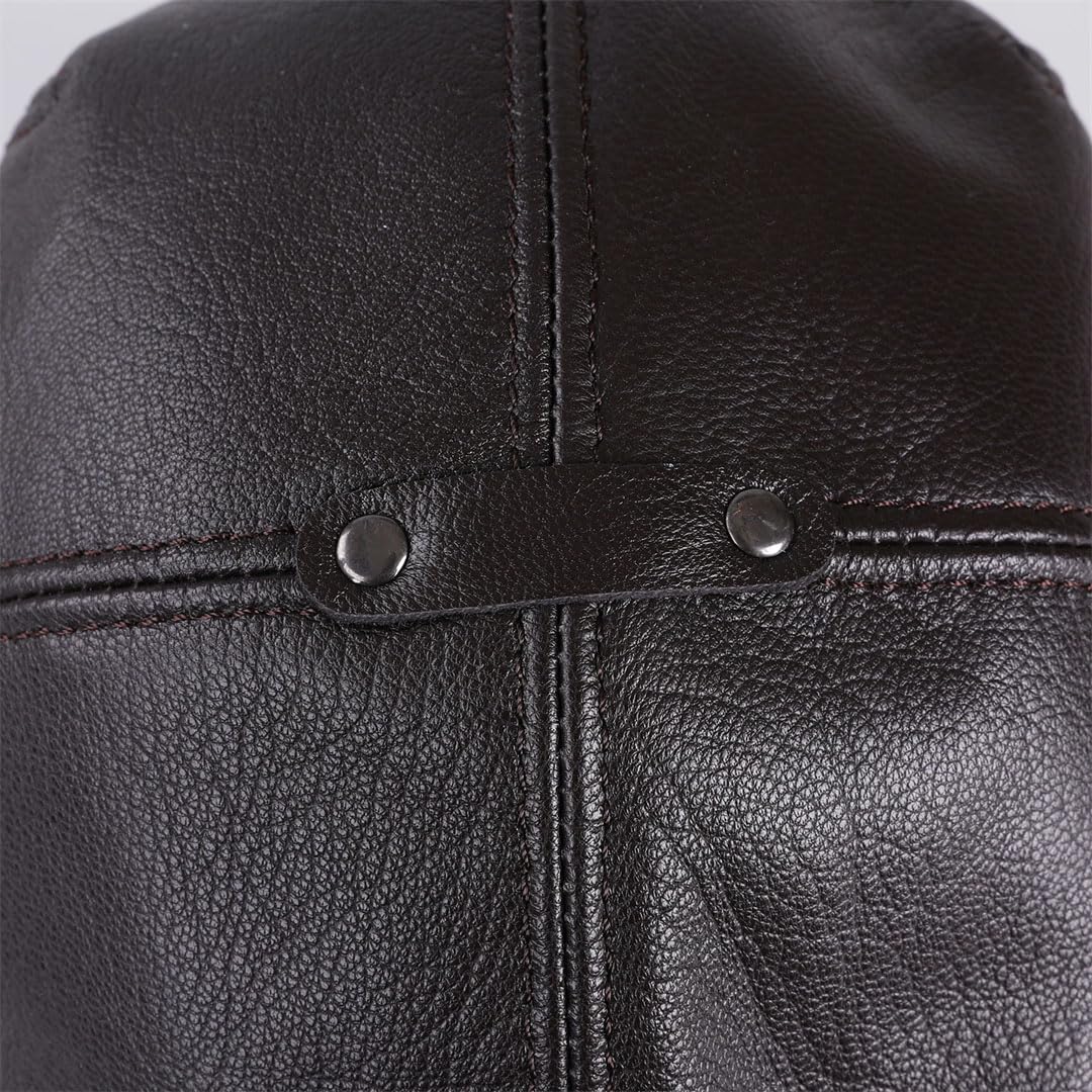 Gorra plana de piel de cordero auténtica para hombre, gorra plana de golf
