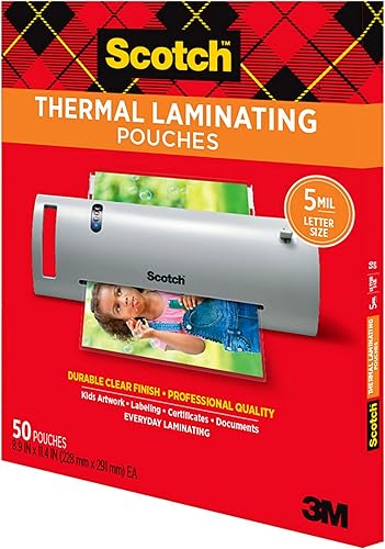 Miniatura 8 de Scotch Thermal Laminating Pouches Premium Quality, 5 Mil Thick for Extra Protection, 50 Pack Letter Size Laminating Sheets, Our Most Durable