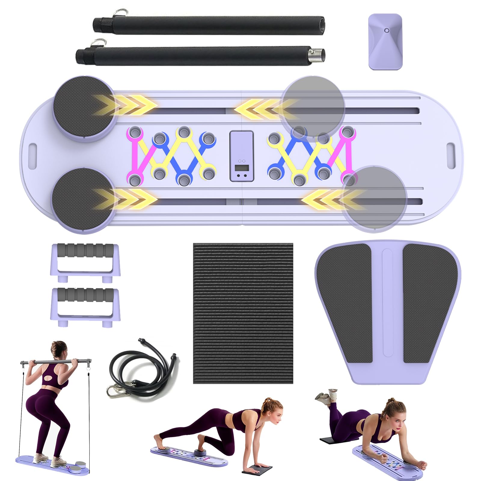 Planche de Pilates 2025 - Pliable - Appareil de rééducation pour la Maison - Multifonction - Entraîneur Abdominal - Rebond Automatique - Équipement d'entraînement à la Maison