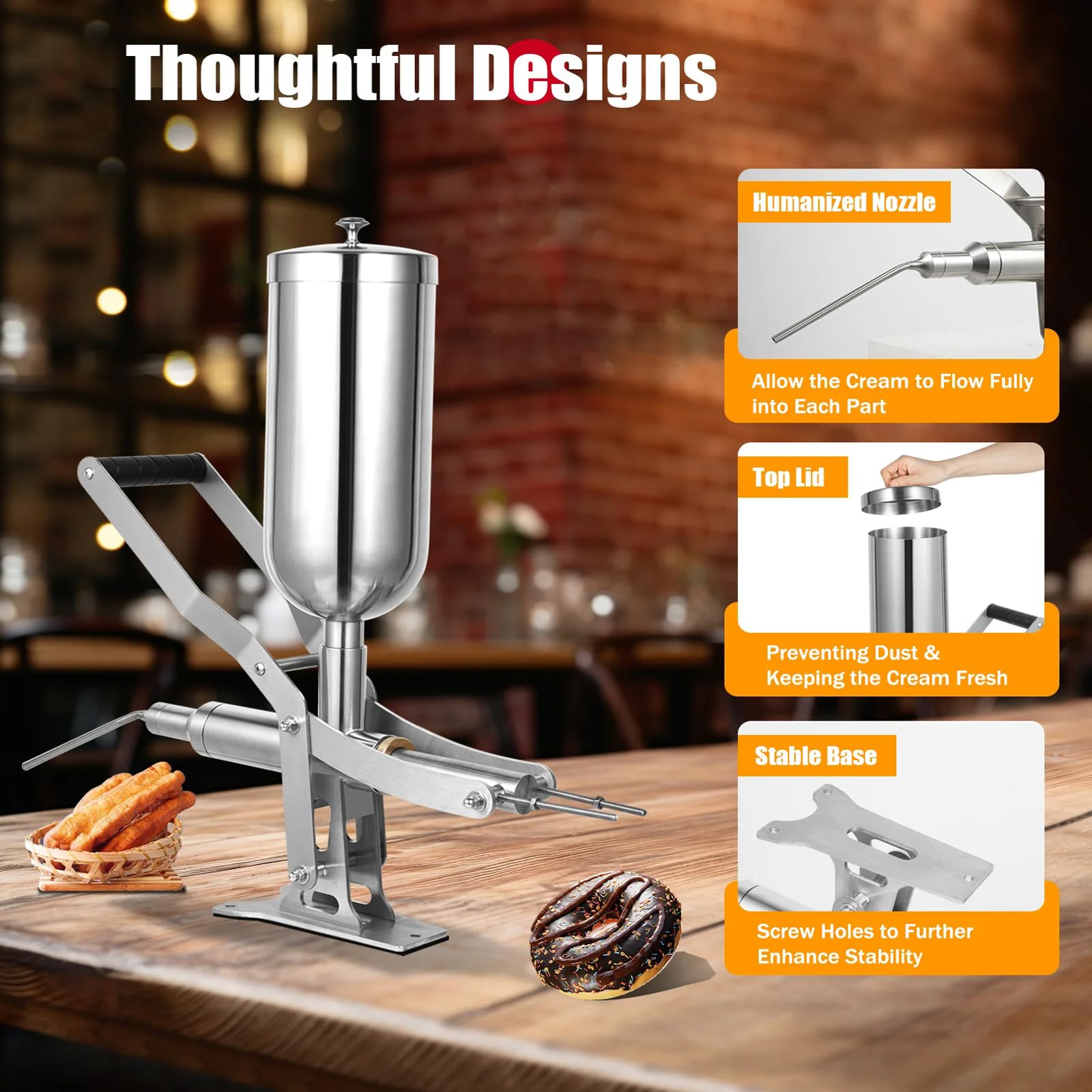 HNBYLMM Manual Donut Filler Machine Commercial Donut Jelly Filler Machine Stainless Steel Donut Churros Filler Jelly Cream Filling — view 7