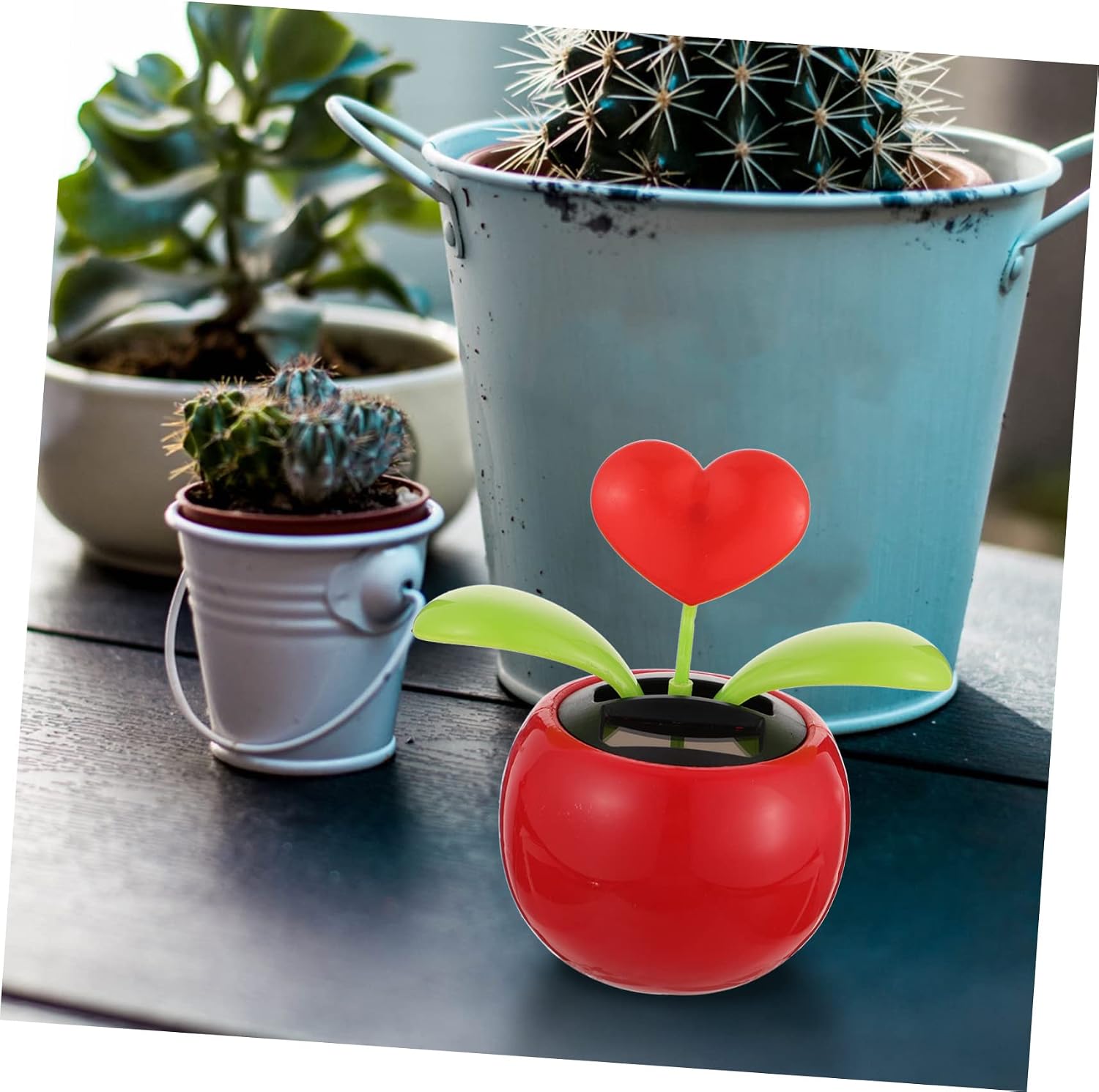 Gatuida 6pcs Solar Dancing Toy Heart-shaped Auto Swinging Decoration for Home Desk and Car Solar Powered Ornament for Boys and Girls and Adults