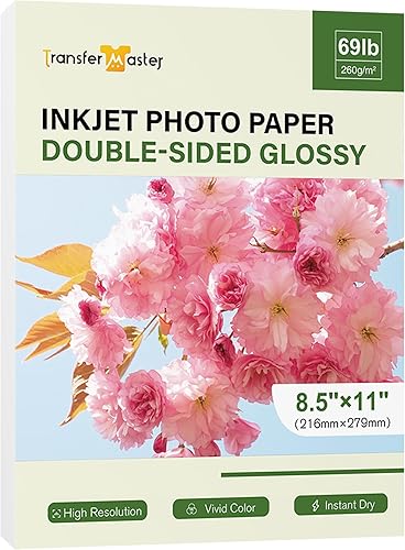 Papel fotográfico brillante de doble cara, grueso, 8.5 x 11 pulgadas, 69 libras, papel de cartulina pesado para impresoras de inyección de tinta,