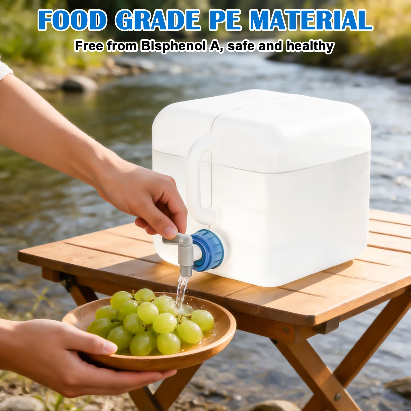Aicharynic Ensemble de 3 bidons d'eau Pliables avec Robinet, réservoir d'eau de 10 L en PE sans BPA, poignée de Transport, Joint étanche, idéal pour Le Camping et la randonnée